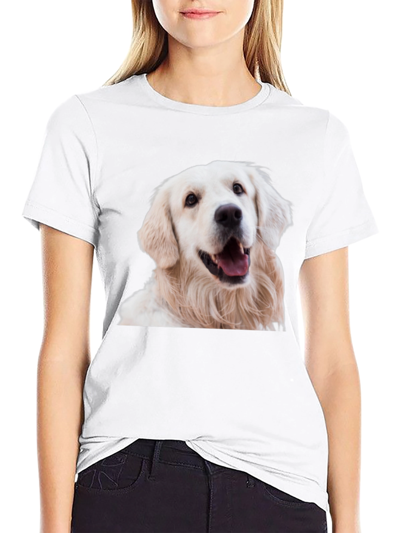 Black Golden Retriever Dog Graphic Black T-Shirt view 9
