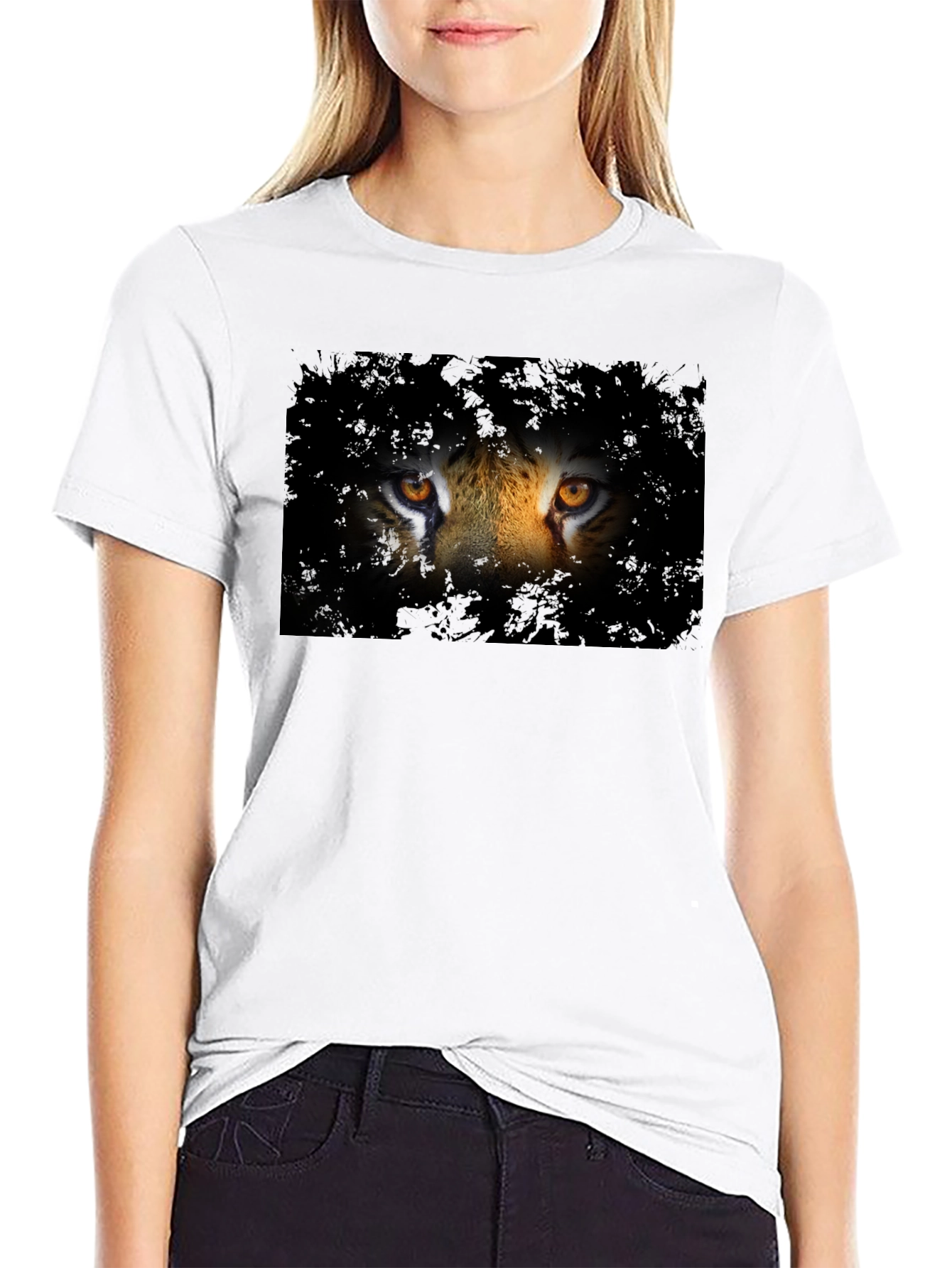 Black Tiger Eyes Graphic Tee - Men's Black T-Shirt view 9