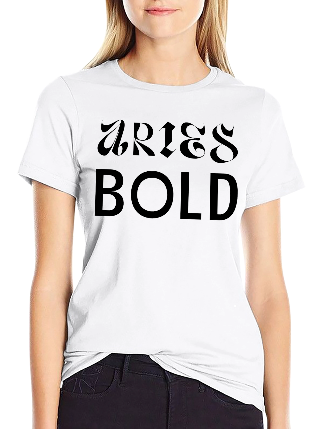 Black Aries Bold Black T-Shirt view 9