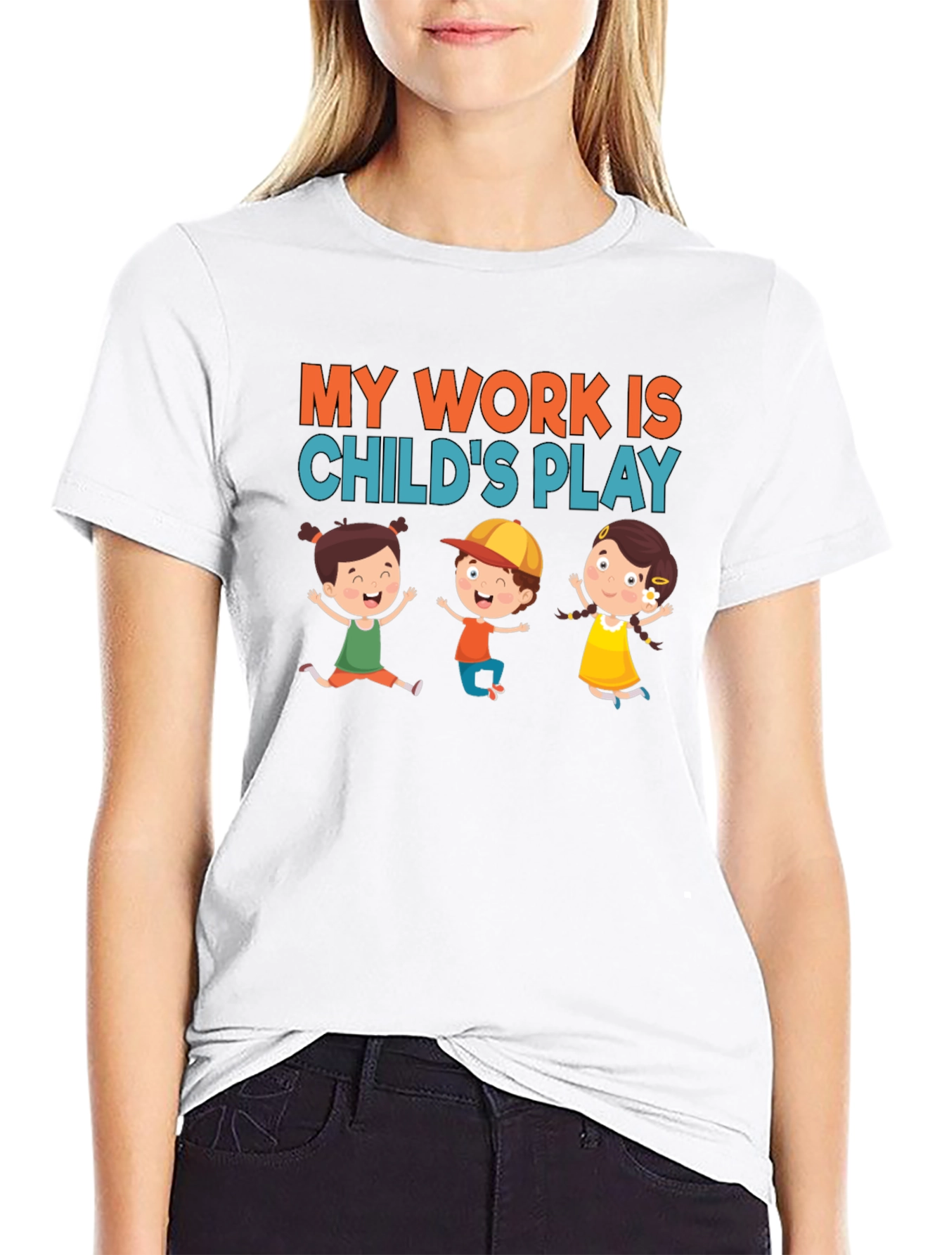 Black My Work is Child's Play T-Shirt view 9