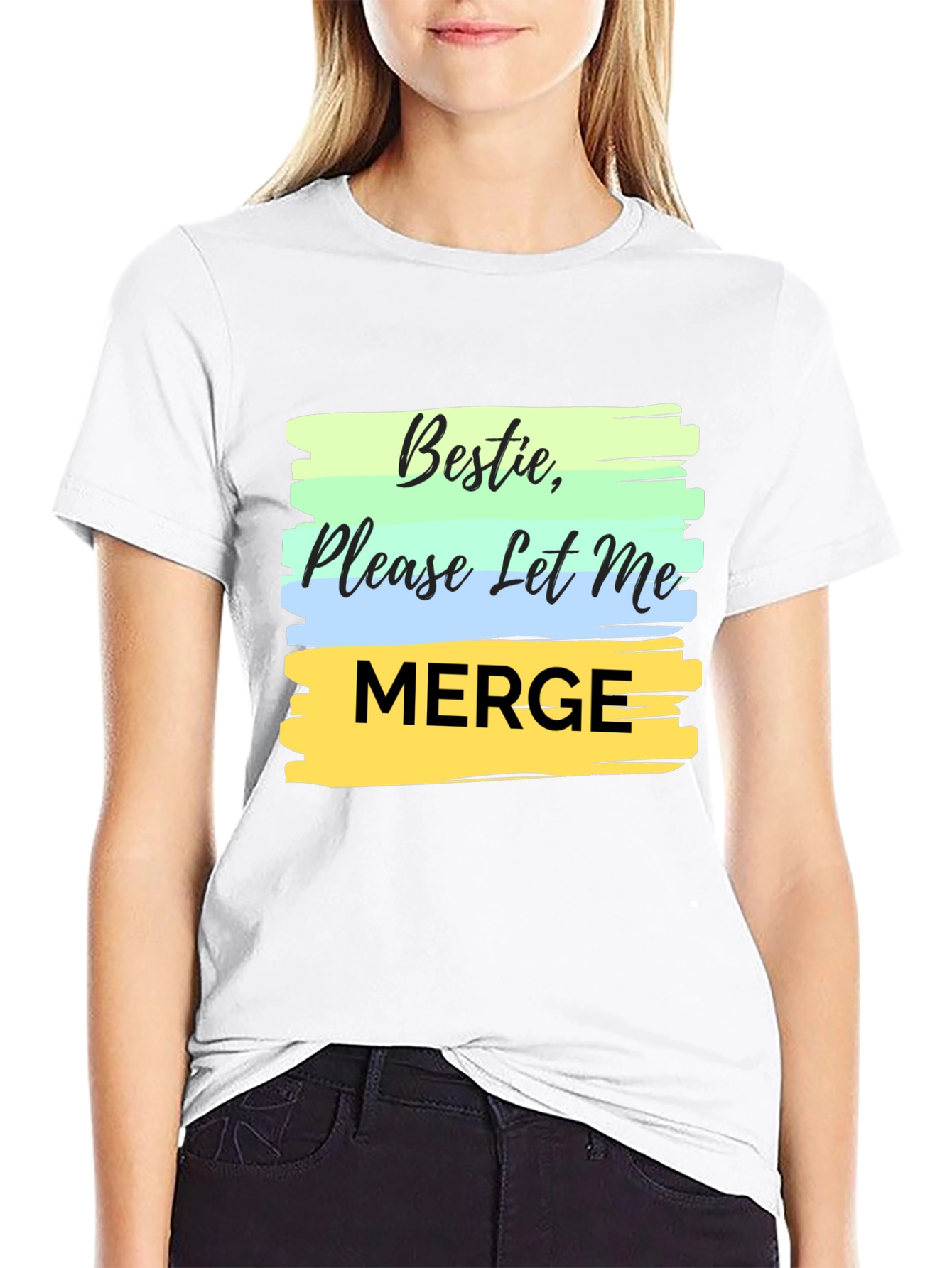Black Bestie Please Let Me Merge Black T-Shirt view 9