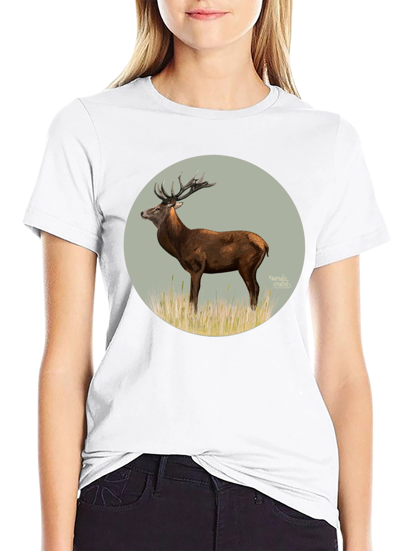 Black Deer Graphic Tee - Black Cotton T-Shirt view 9