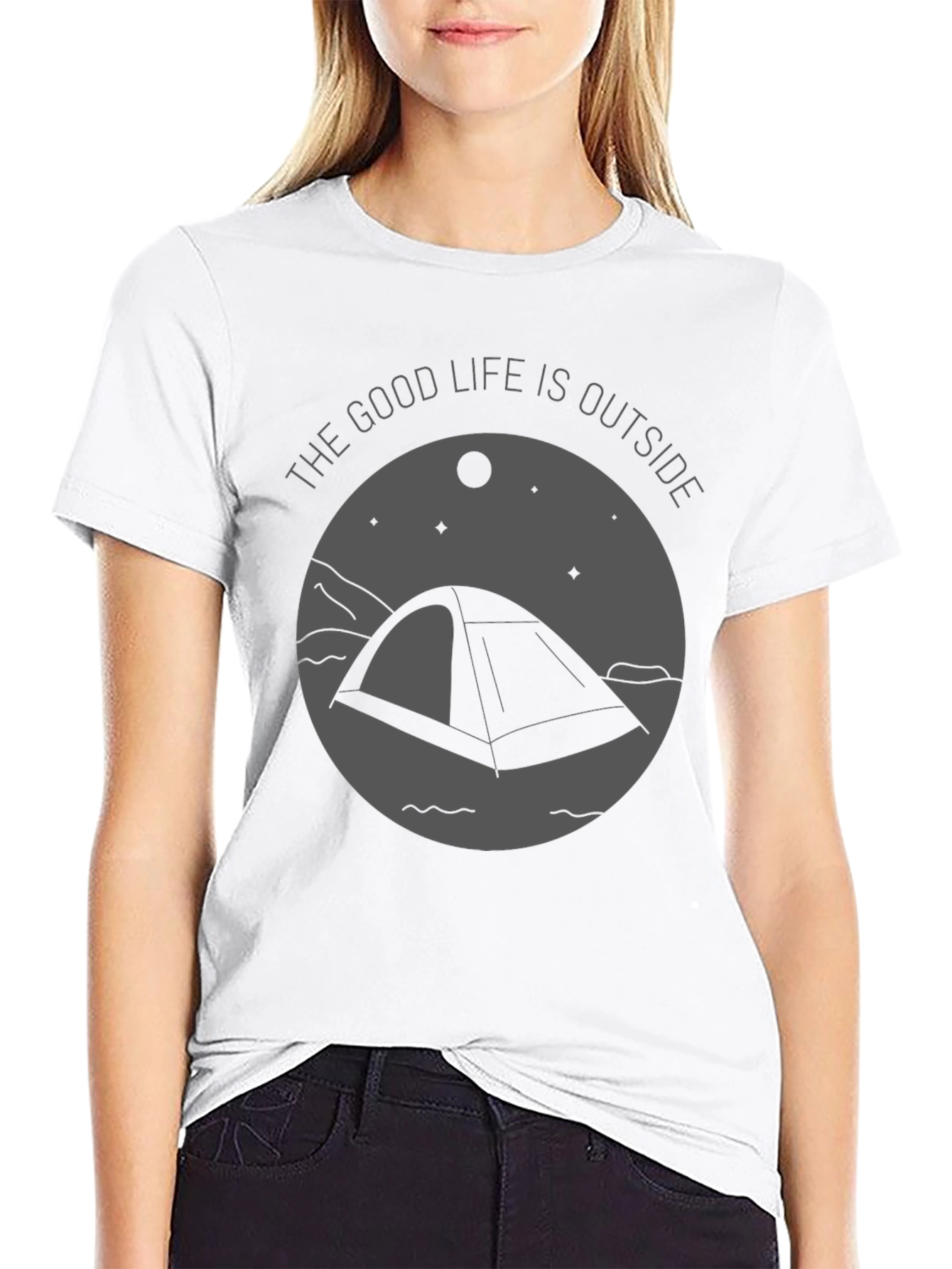 Black The Good Life is Outside Camping T-Shirt view 9