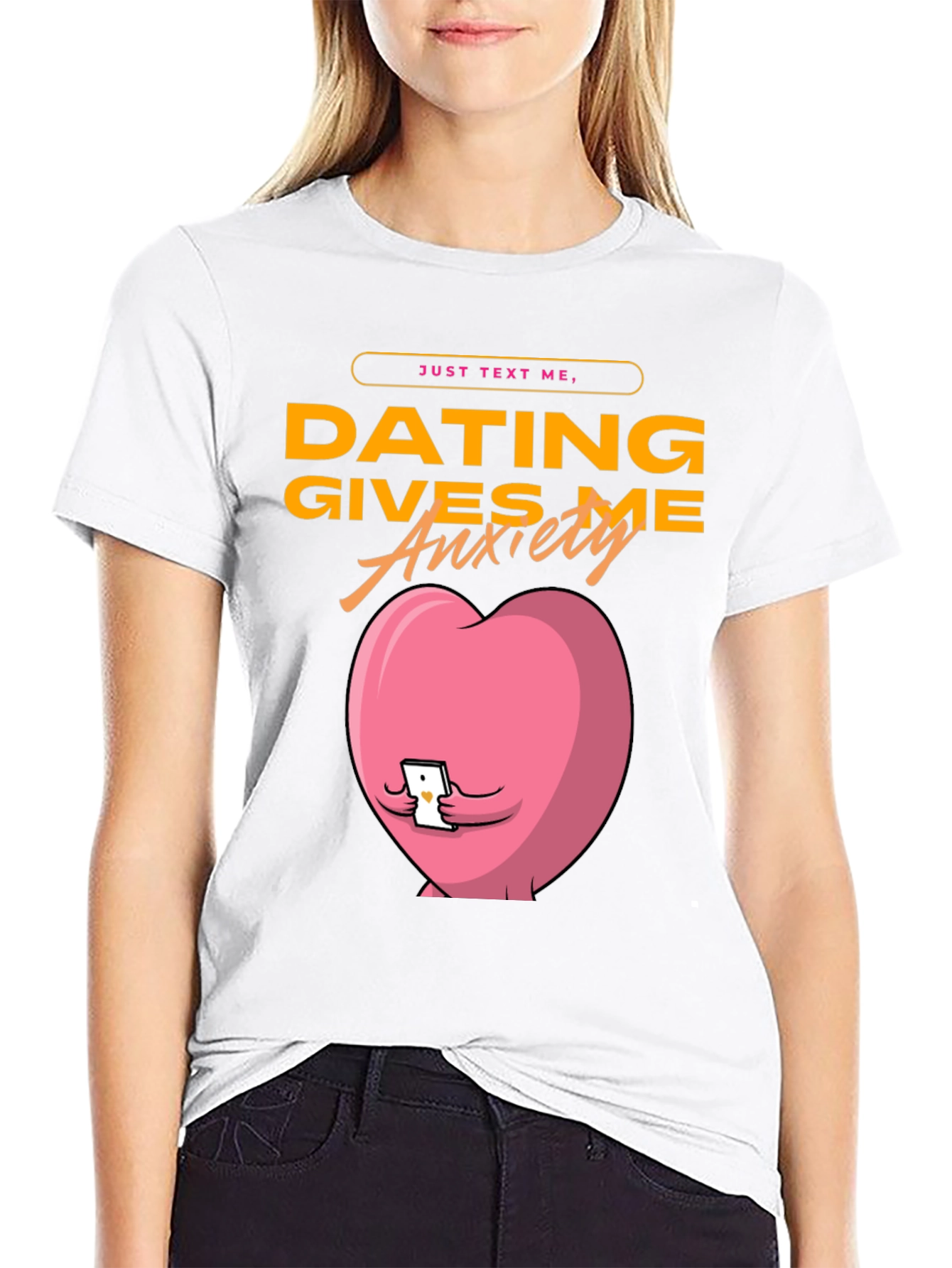 Black Dating Gives Me Anxiety T-Shirt - Funny Graphic Tee view 9