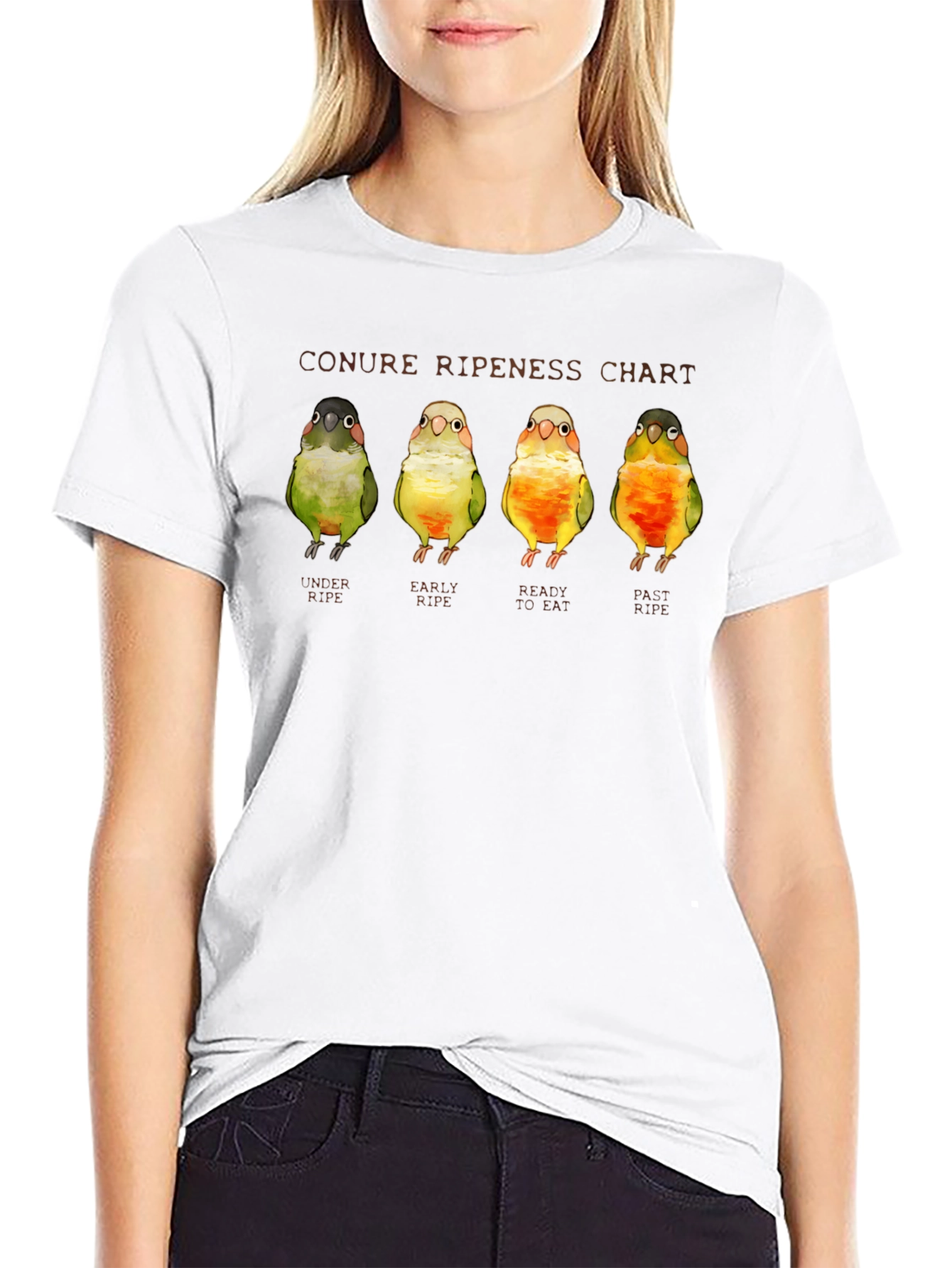 Black Conure Ripeness Chart Graphic T-Shirt view 9
