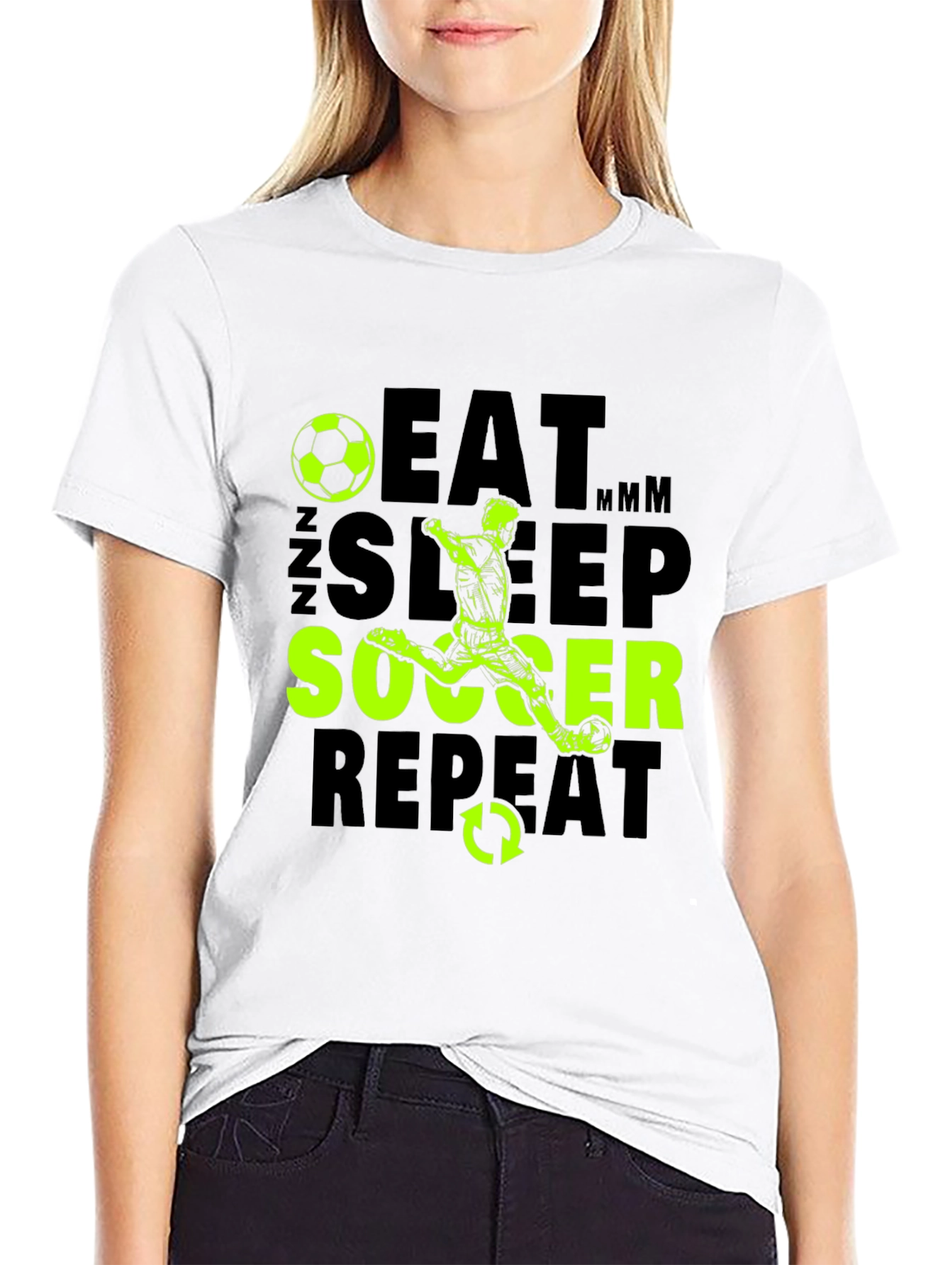 Black Eat Sleep Soccer Repeat Graphic T-Shirt view 9