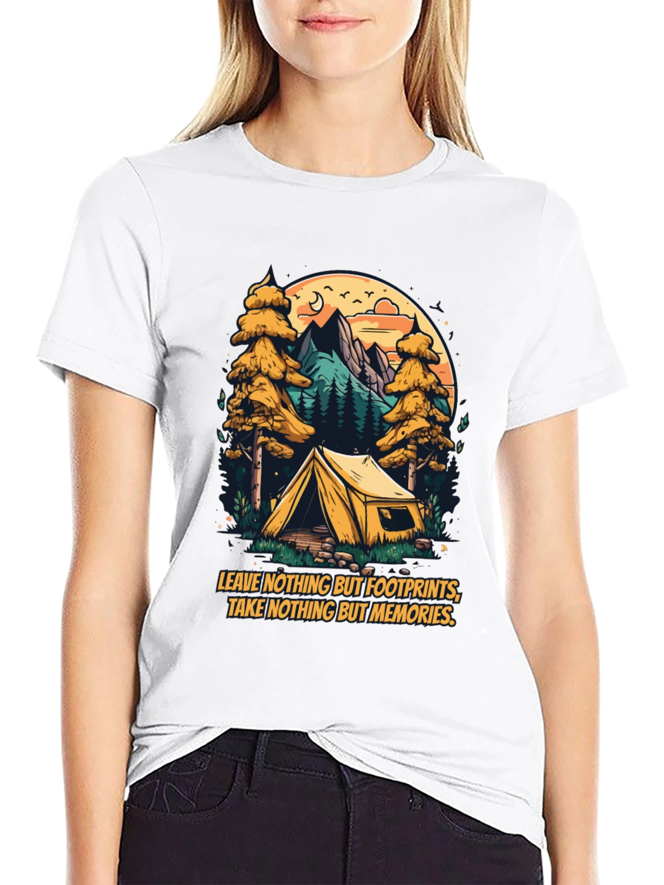Black Nature Camping Graphic Tee view 9