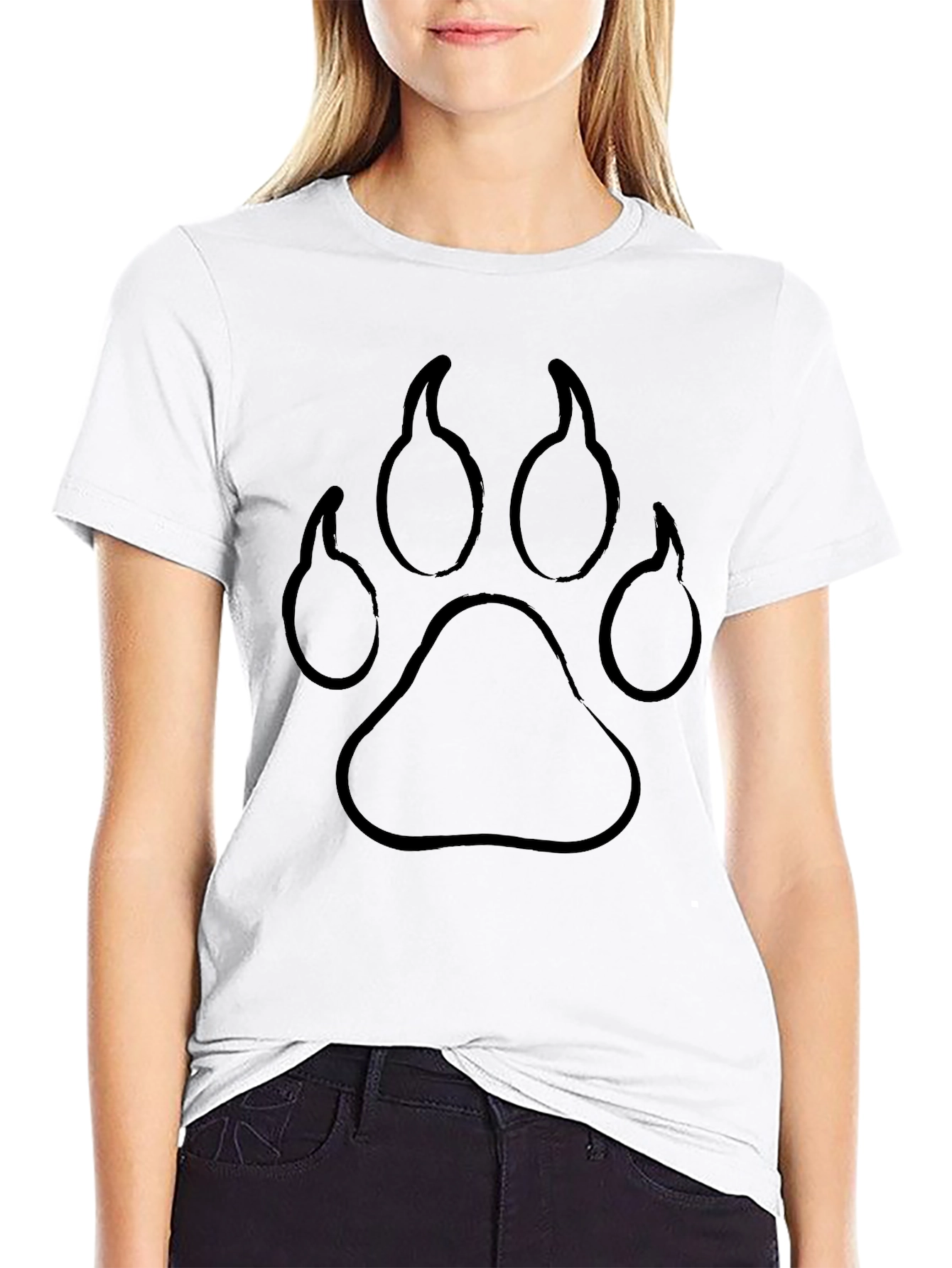 Black Black Paw Print Graphic Tee - Casual Style view 9