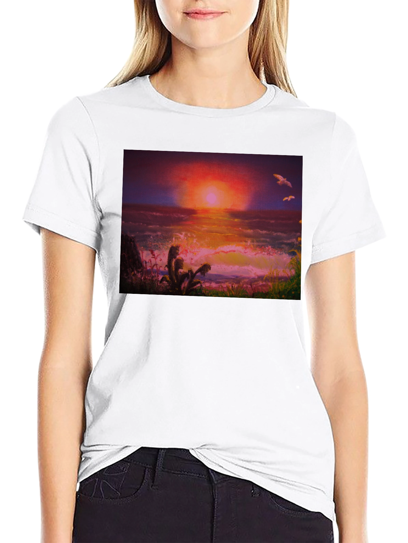 Black Sunset Ocean Graphic Tee - Premium Cotton Blend view 9