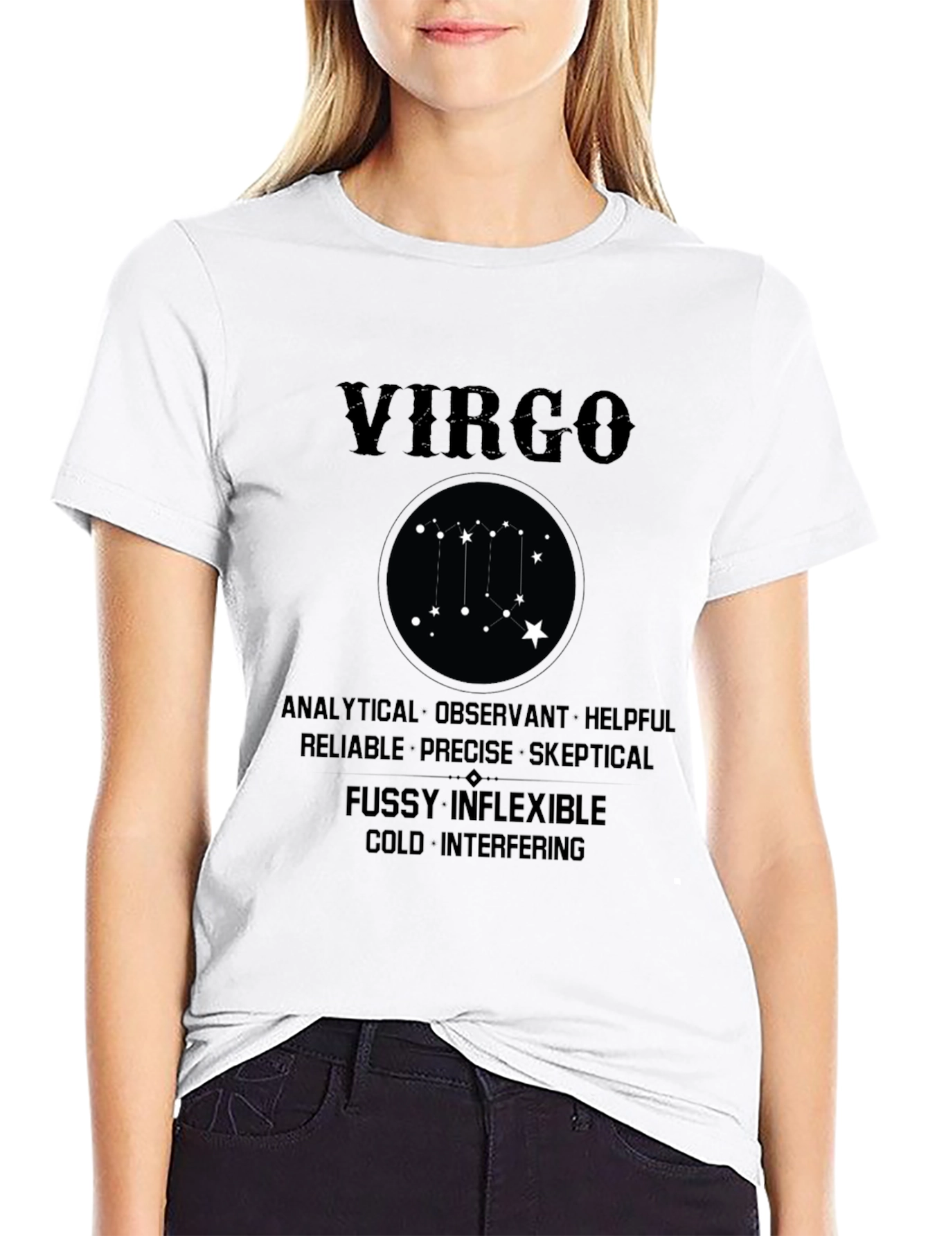 Black Virgo Zodiac Sign T-Shirt view 9
