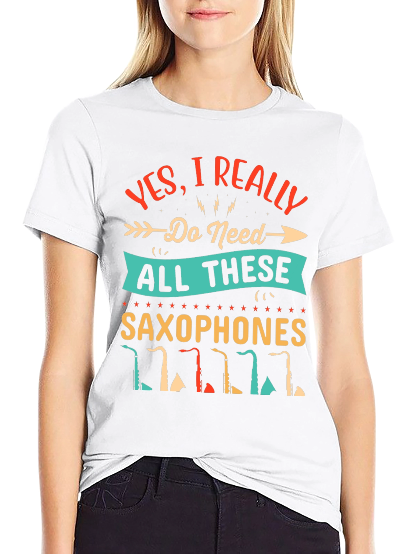 Black Saxophone Lover T-Shirt - I Need All These Saxophones! view 9