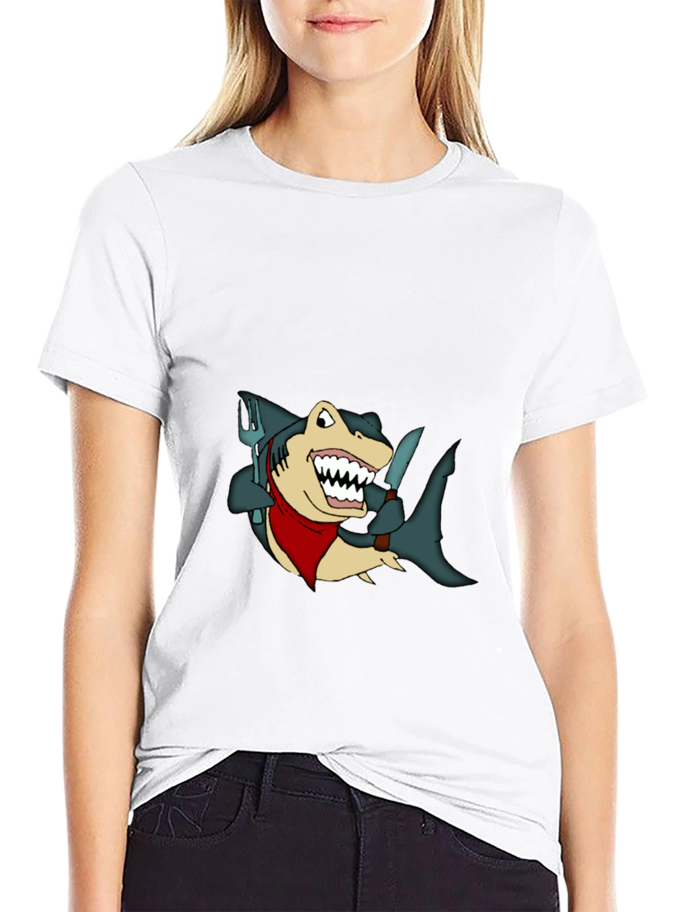 Black Shark Chef T-Shirt - Funny Cartoon Tee view 9