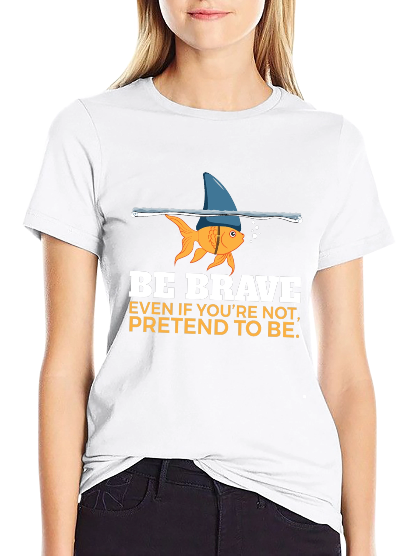 Black Be Brave Graphic T-Shirt - Goldfish Shark Fin view 9