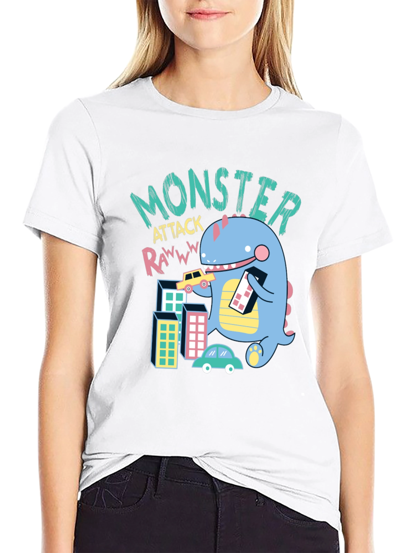 Black Monster Attack Graphic T-Shirt - Fun & Unique Design view 9