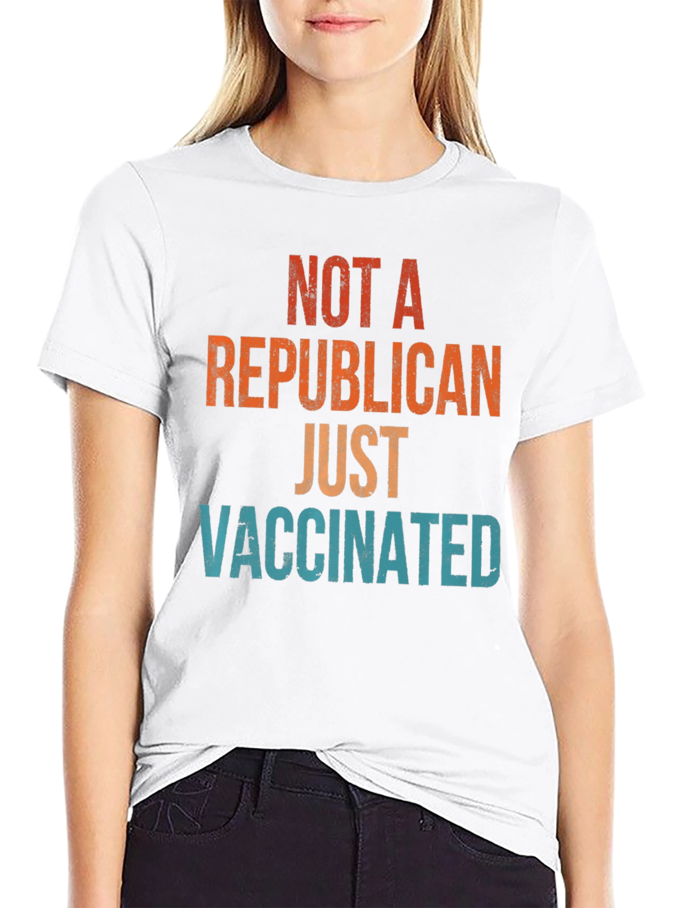 Black Not a Republican Just Vaccinated T-Shirt view 9