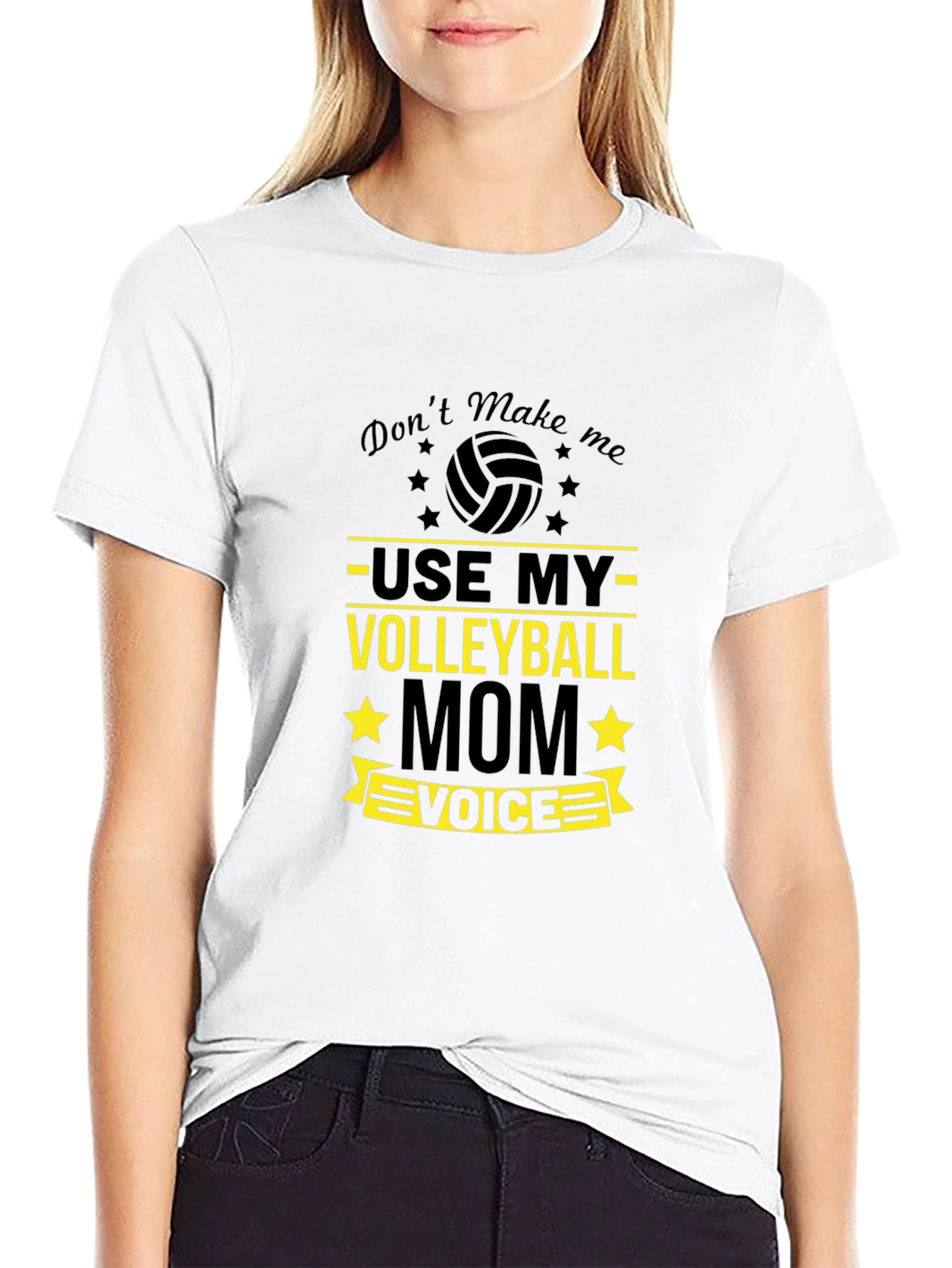 Black Volleyball Mom Voice T-Shirt - Fun Sports Tee view 9