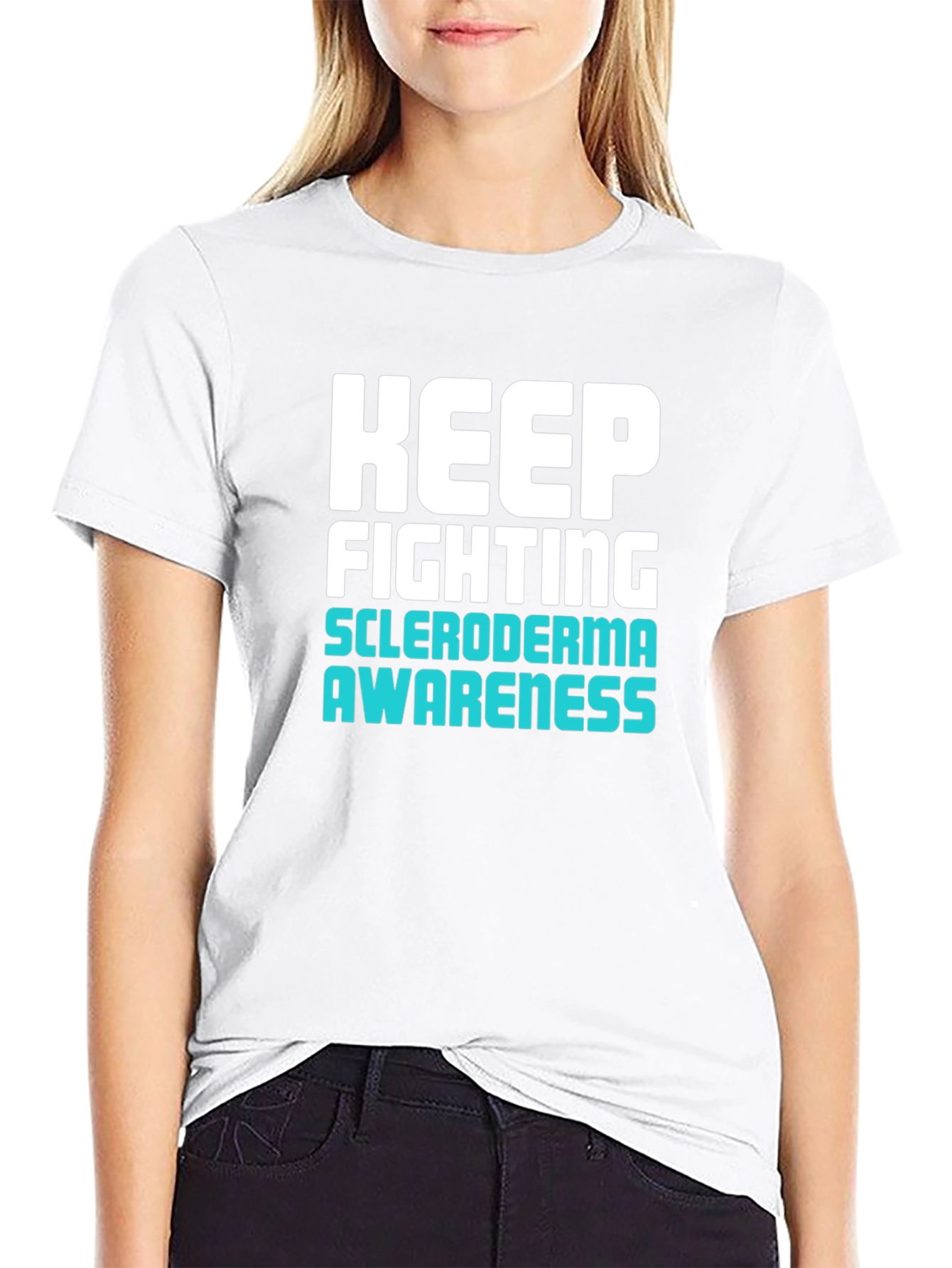 Keep Fighting Scleroderma Awareness Black T-Shirt - 9