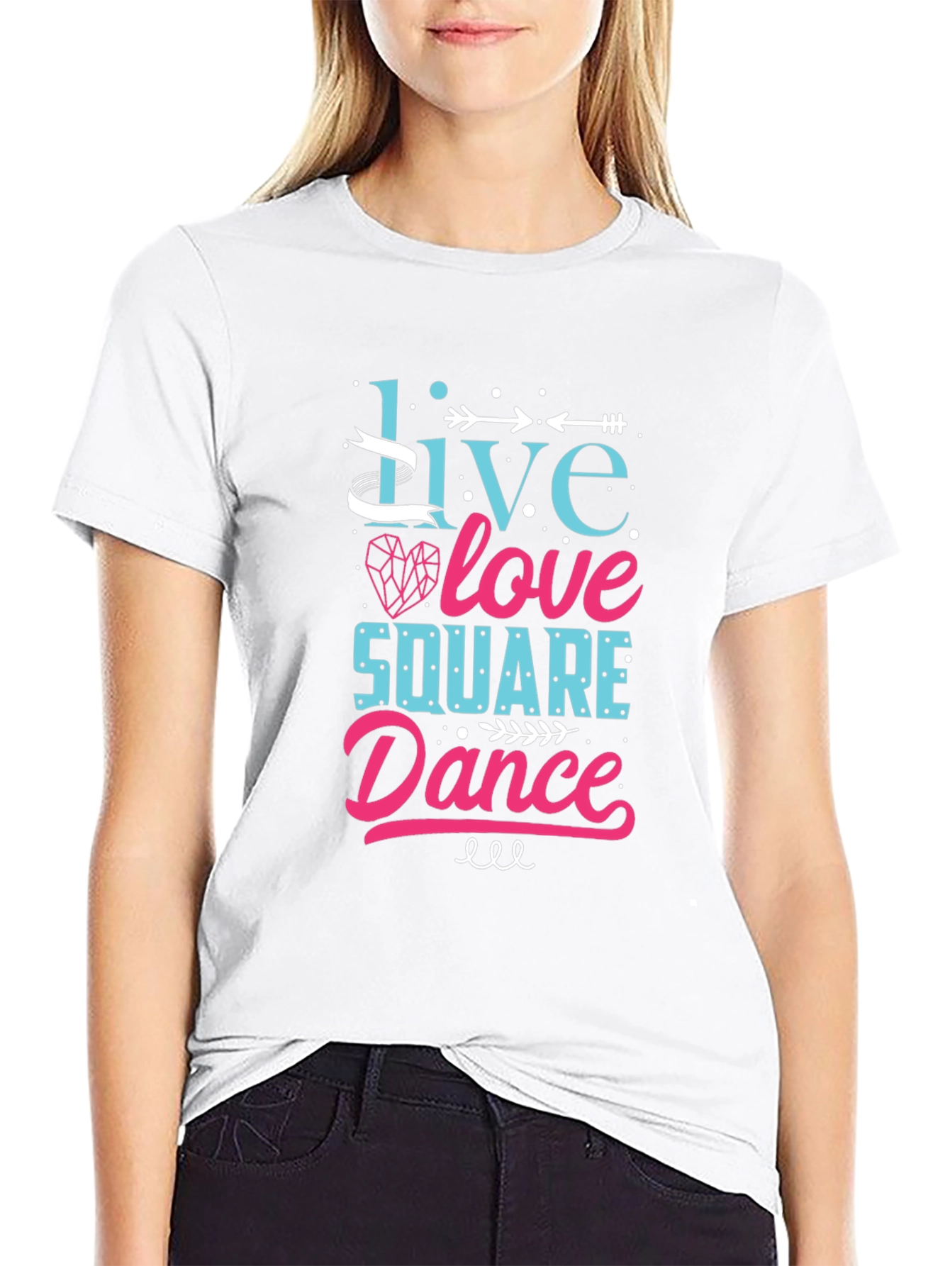 Black Live Love Square Dance Graphic Tee view 9
