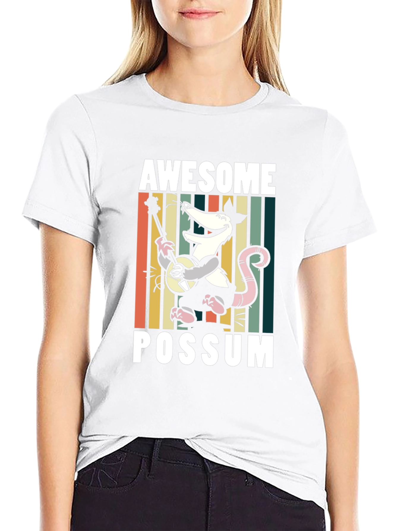 Black Awesome Possum T-Shirt, Banjo Playing Opossum Tee view 9