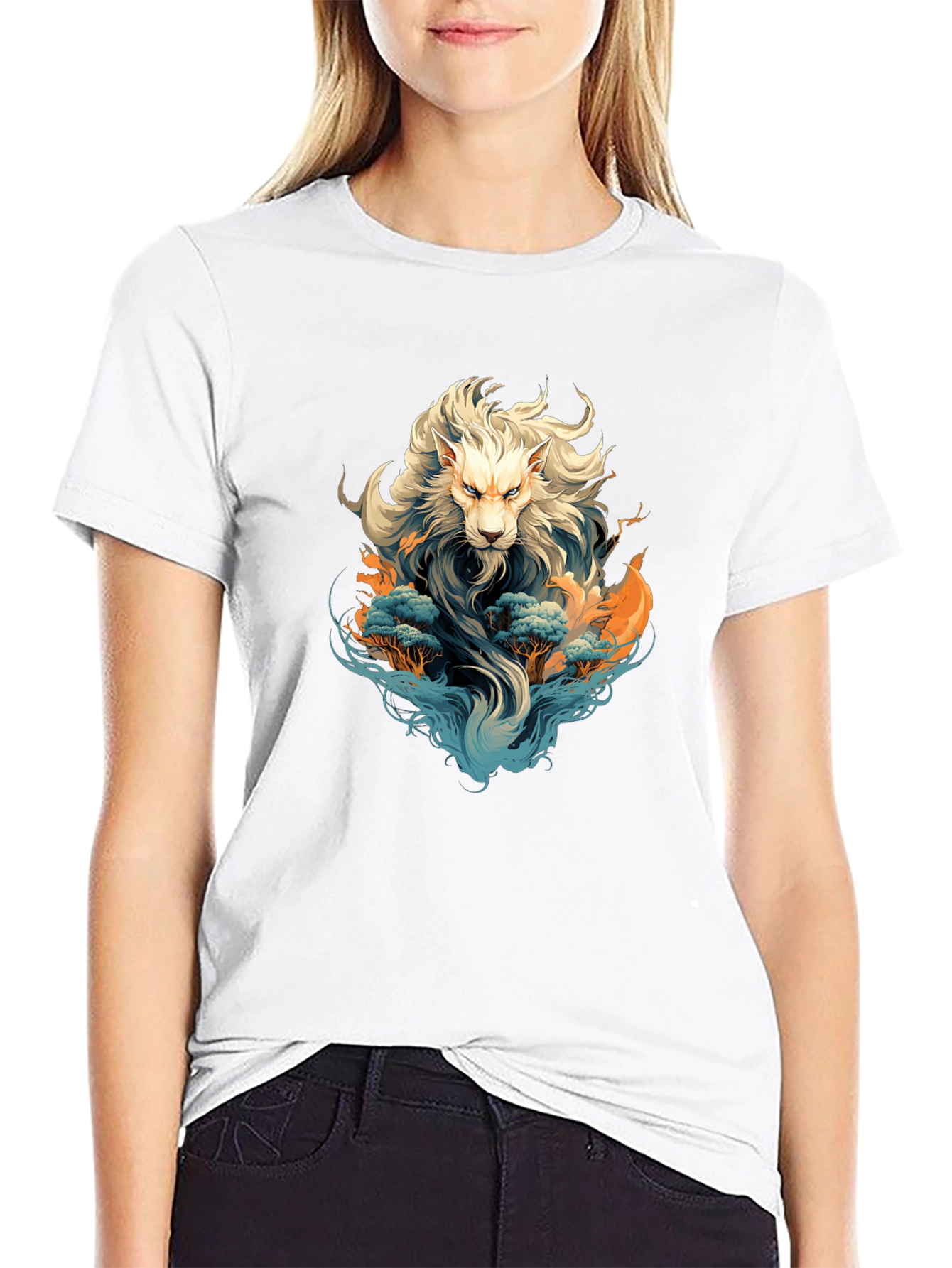 Black Lion Graphic Black T-Shirt view 9