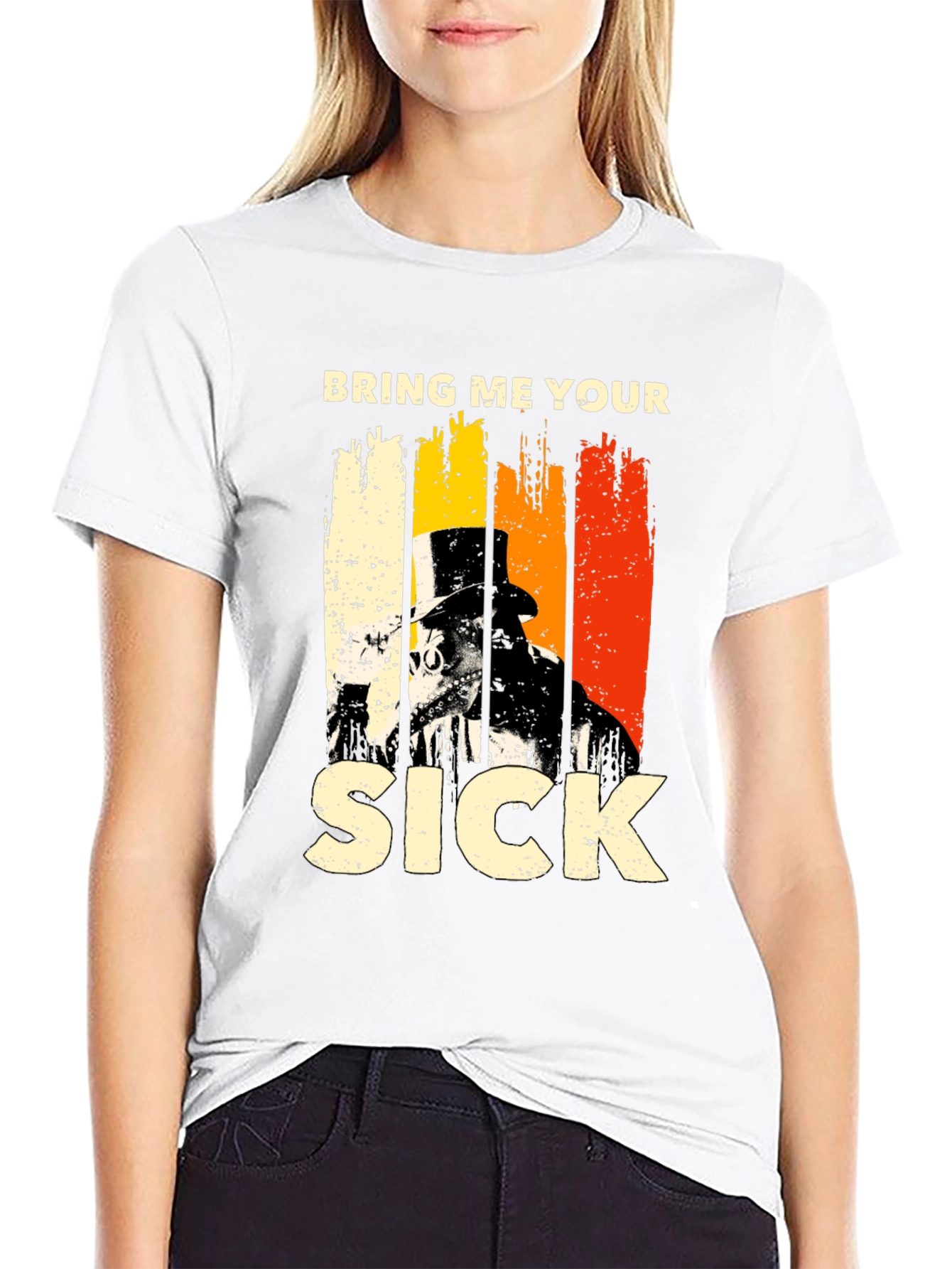 Black Bring Me Your Sick T-Shirt Plague Doctor Tee view 9