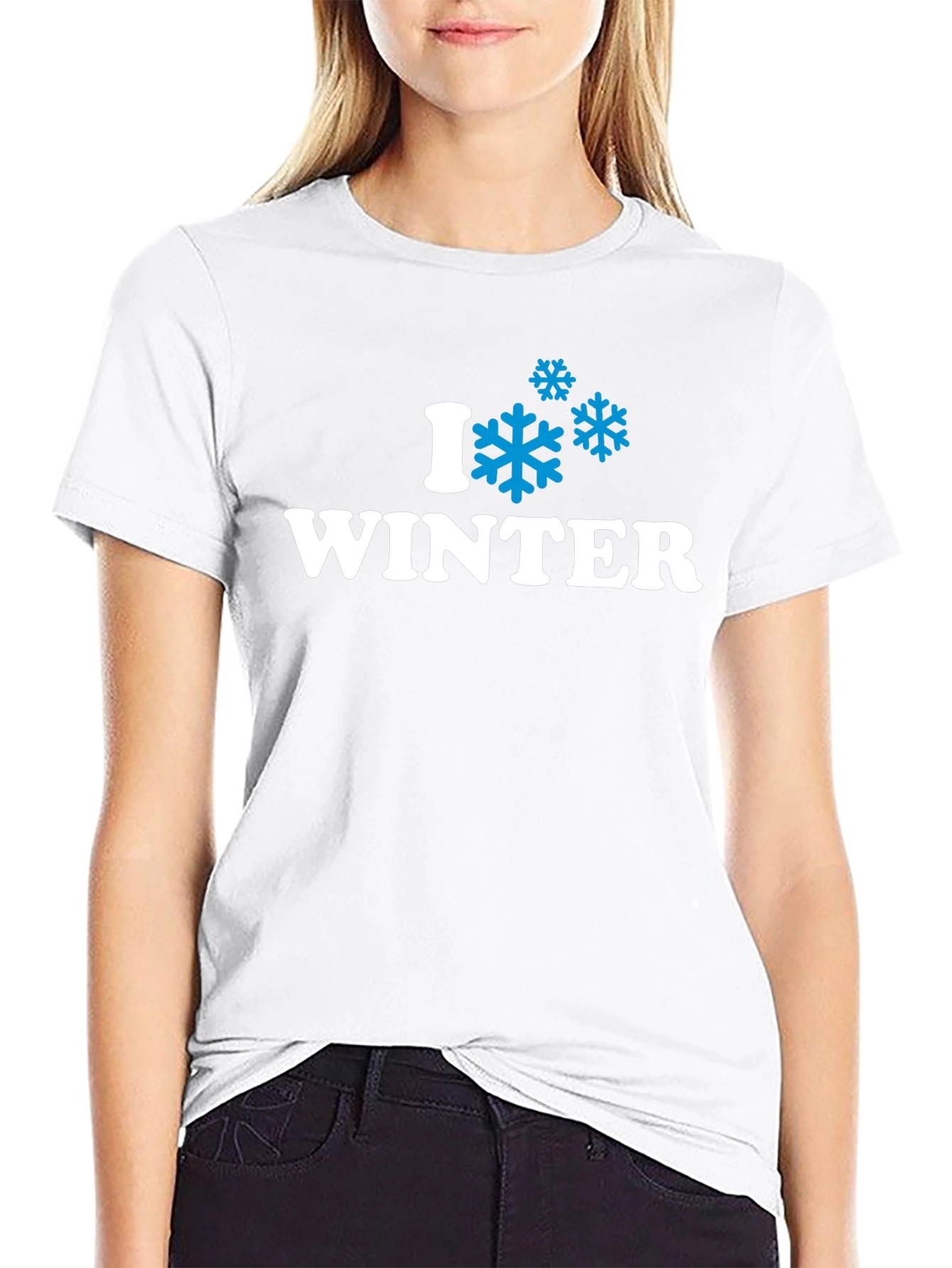 Black I Love Winter Snowflake T-Shirt - Black Cotton Blend view 9