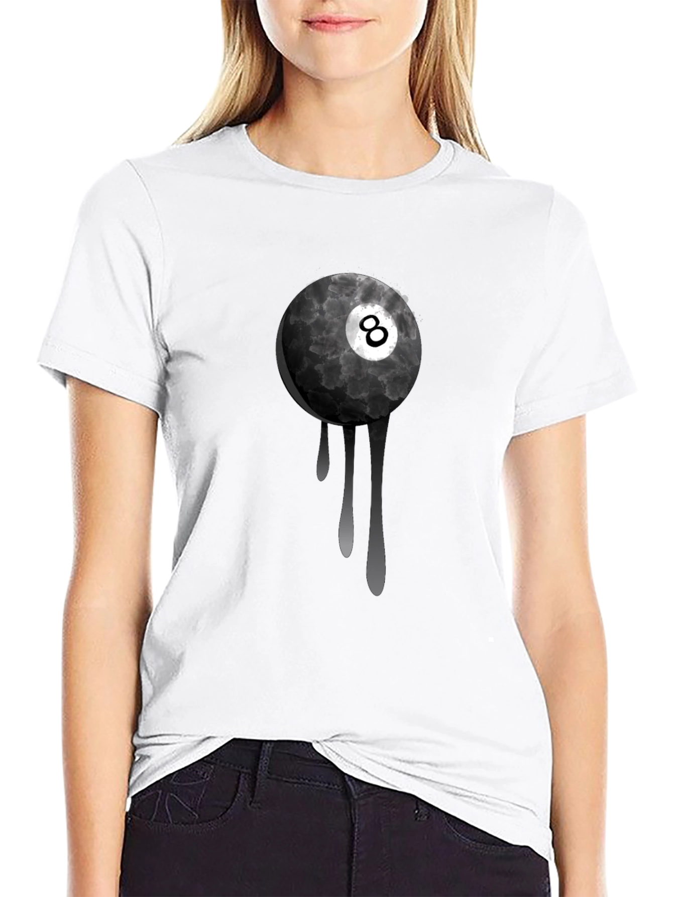 Black 8 Ball Drip Graphic Tee - Stylish Men's T-Shirt view 9