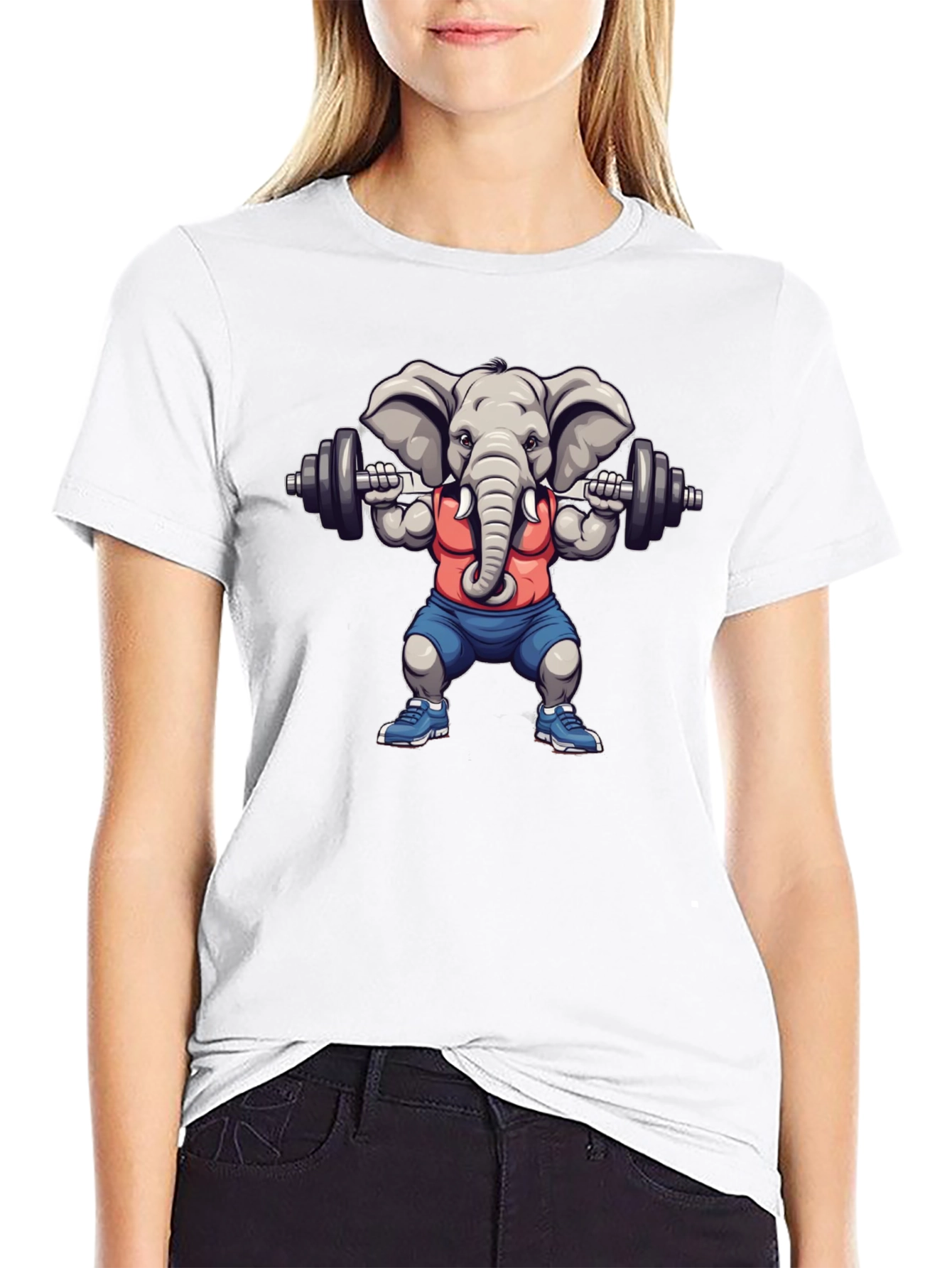 Black Weightlifting Elephant T-Shirt view 9