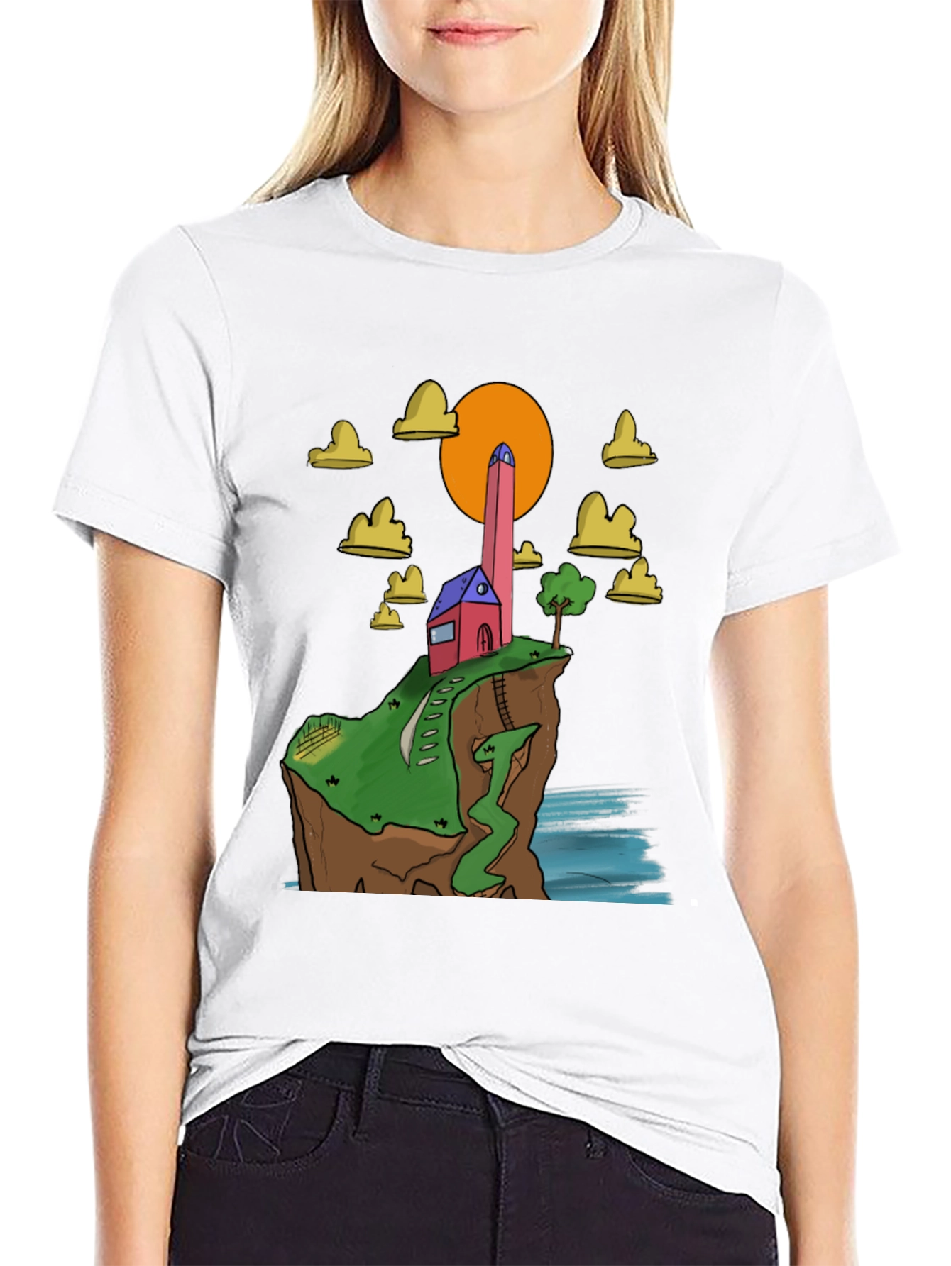 Black Cliffside Cartoon Tee view 9