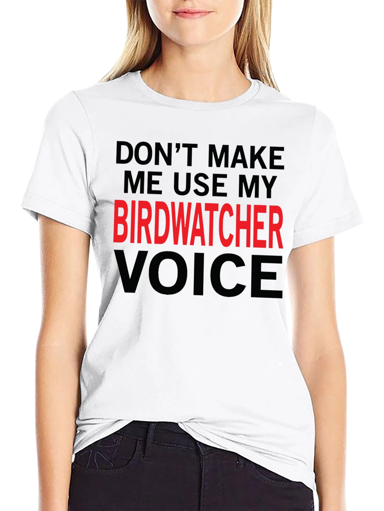 Black Birdwatcher Voice T-Shirt - Funny Bird Watching Tee view 9