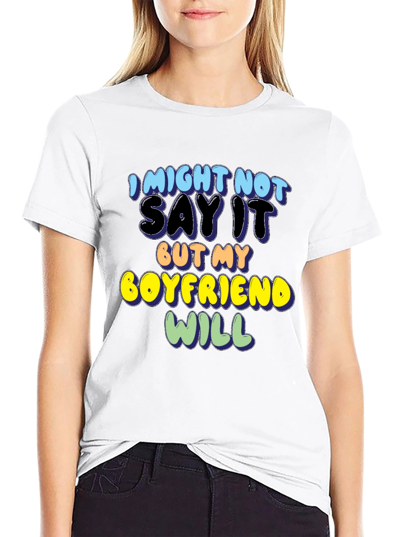 Black Funny Boyfriend T-Shirt - "I Might Not Say It" view 9