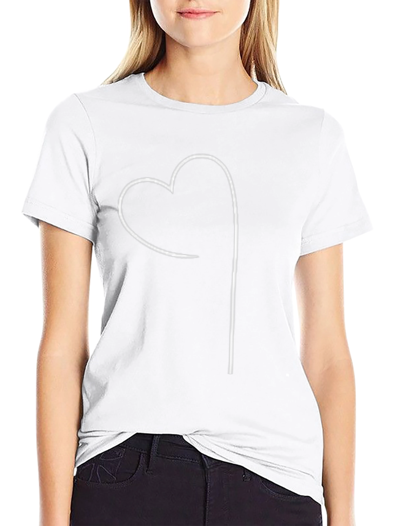 Black Modern Heart Line Art Black T-Shirt view 9