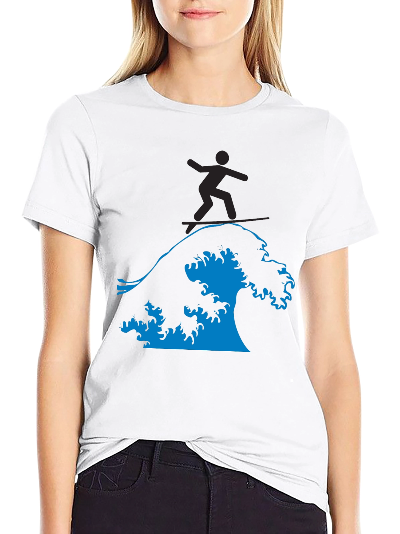 Black Surfing Wave Graphic Tee - Black view 9