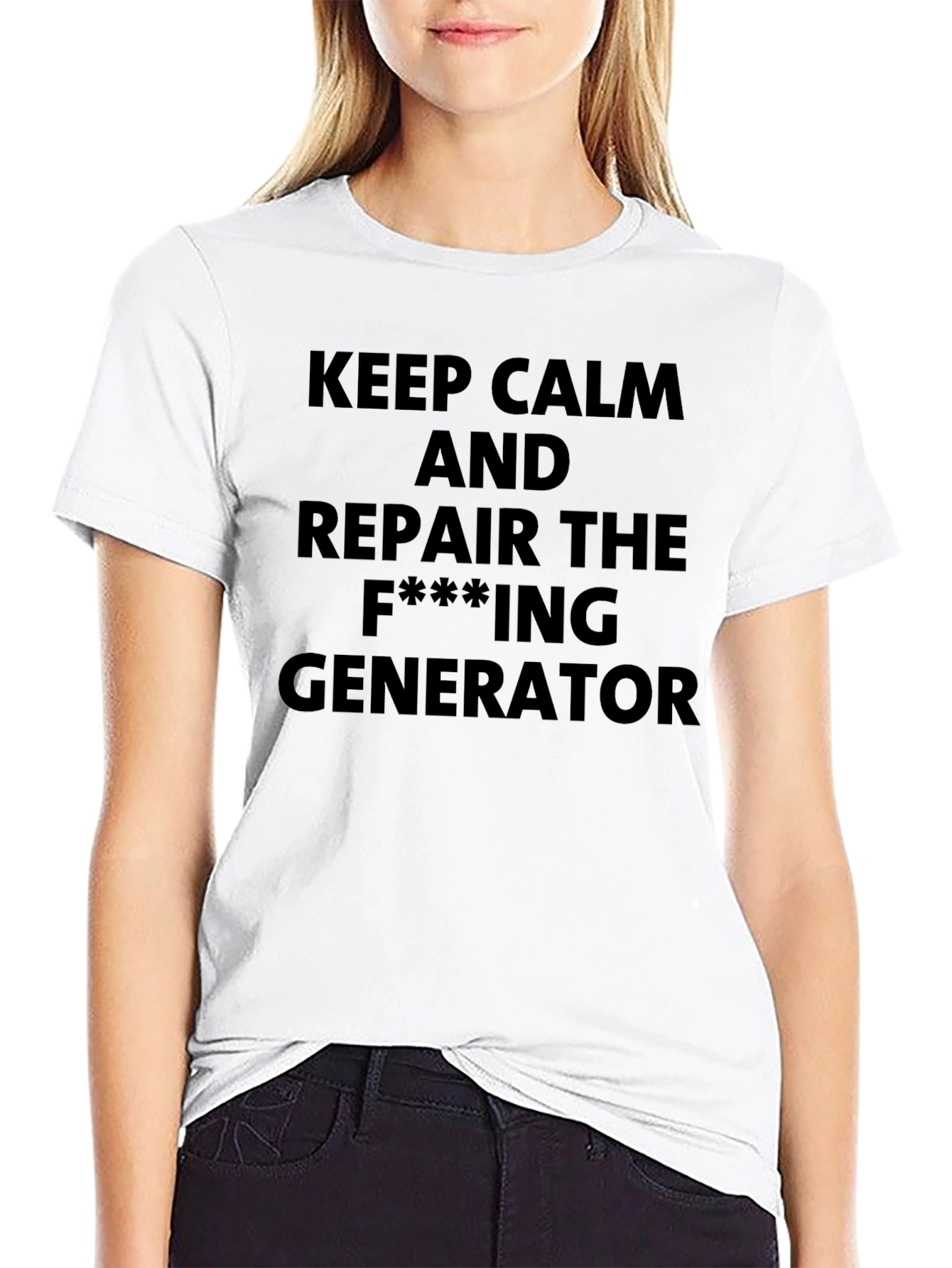Black Keep Calm Repair Generator Novelty T-Shirt view 9