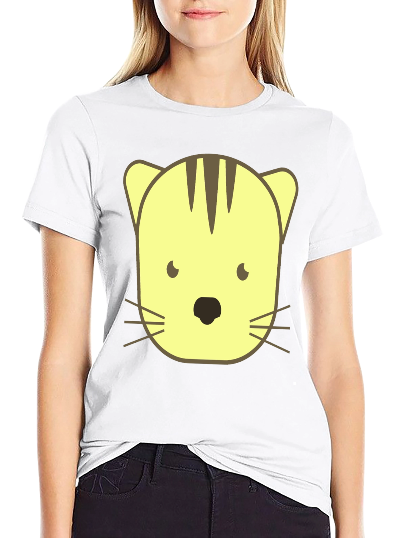 Black Cute Cartoon Cat Graphic Black T-Shirt view 9