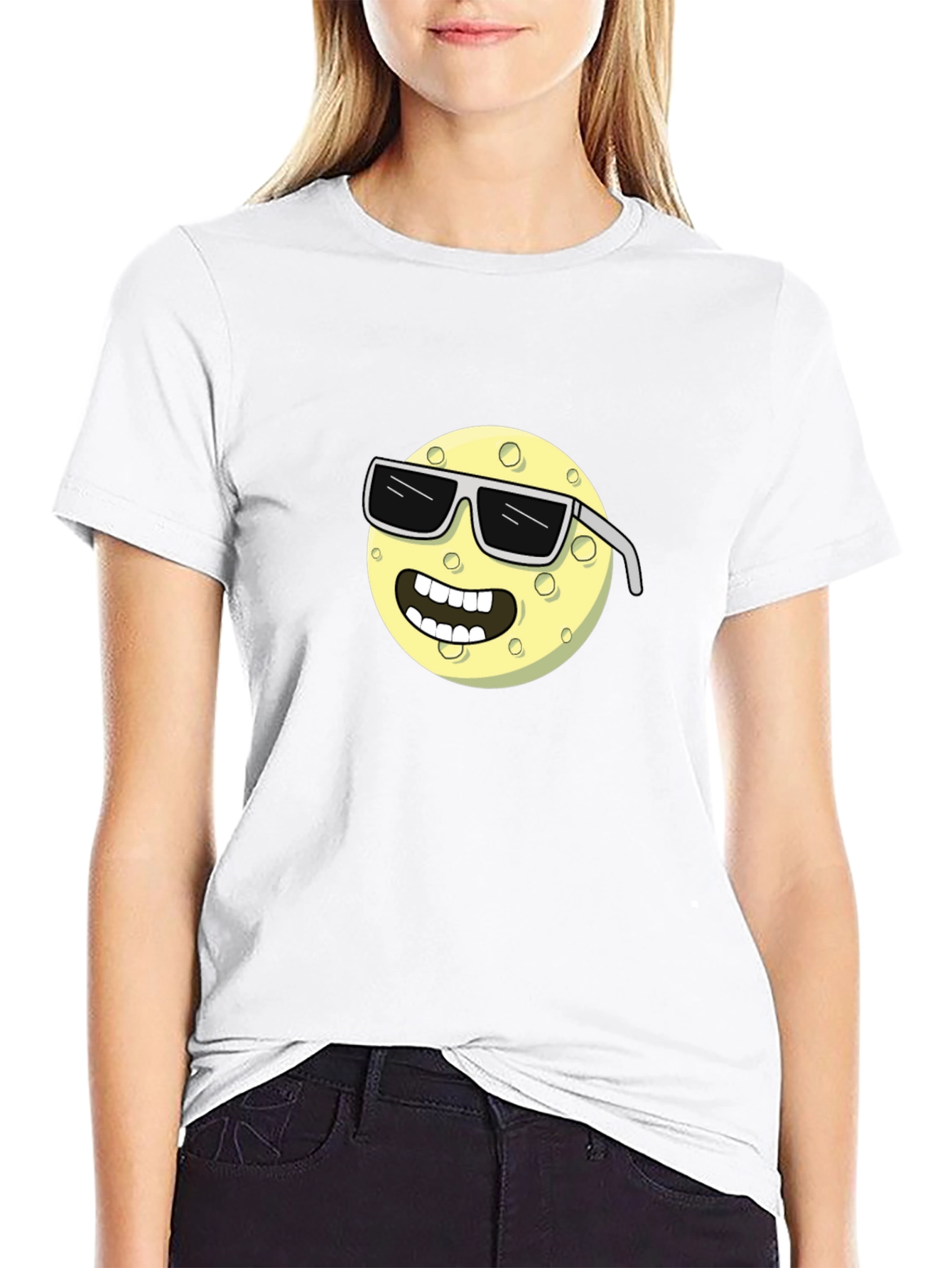 Black Cool Moon T-Shirt - Cartoon Graphic Tee view 9