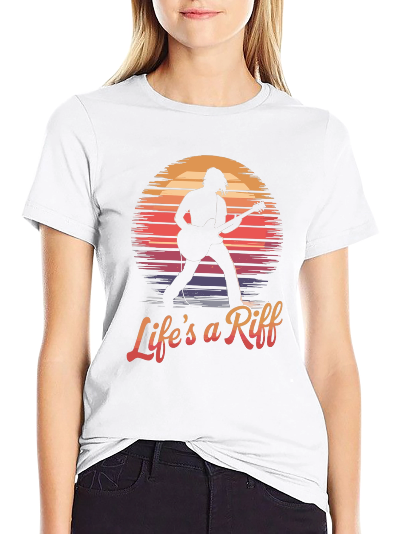 Black Life's a Riff Guitar Player Graphic Tee view 9