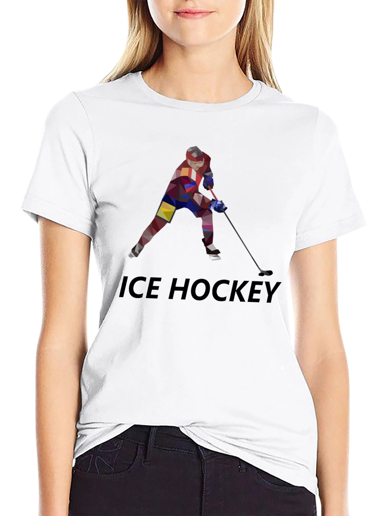 Black Geometric Ice Hockey Graphic Tee - Stylish Sportswear view 9