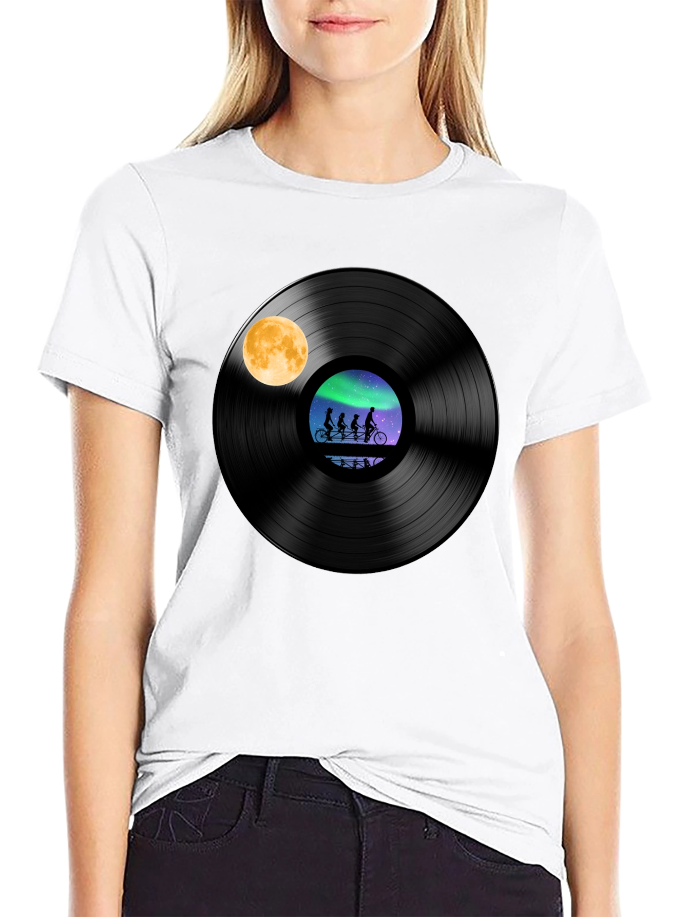 Vinyl Record Bike Ride Graphic Tee - 9