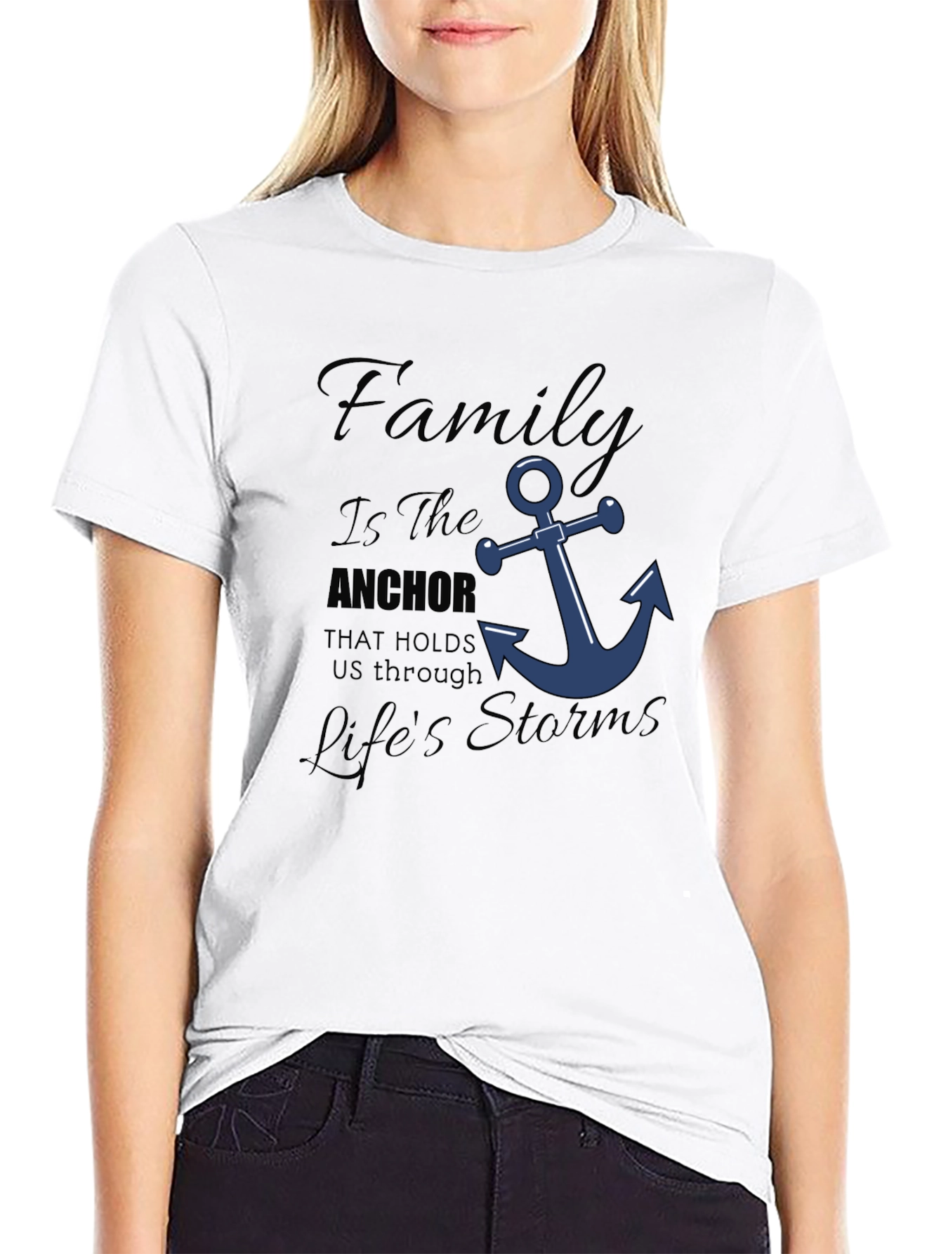 Black Family Anchor T-Shirt - Holds You Through Life's Storms! view 9