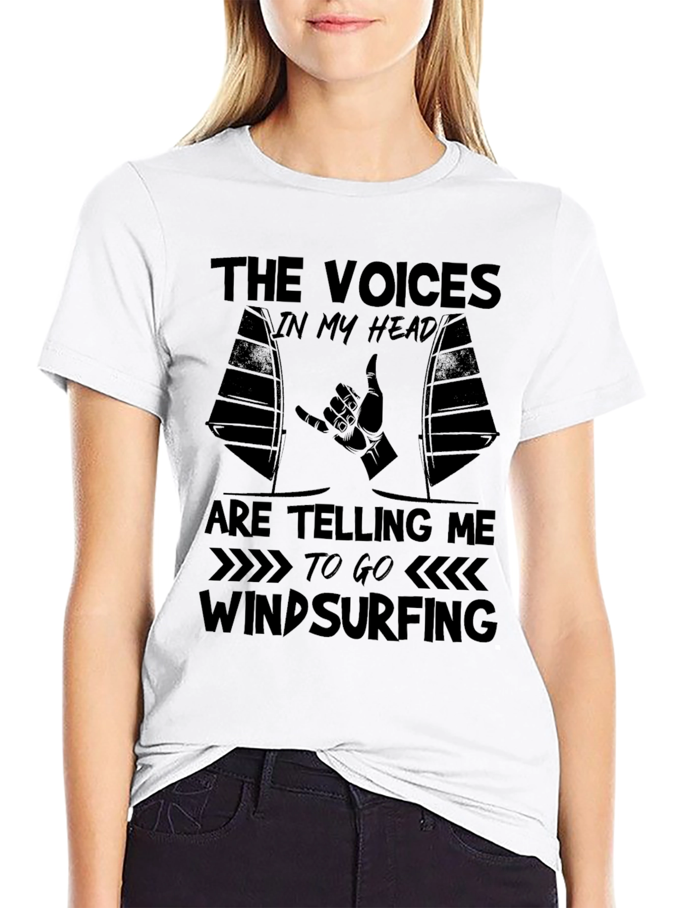 Black Voices in My Head Windsurfing T-Shirt view 9
