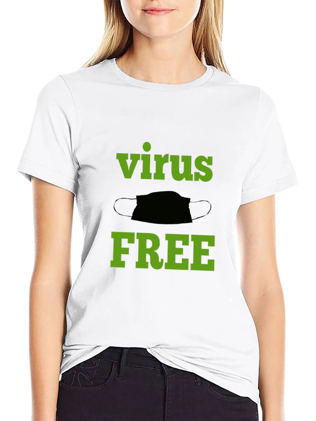 Black Virus Free Graphic Tee - Black Cotton T-Shirt view 9