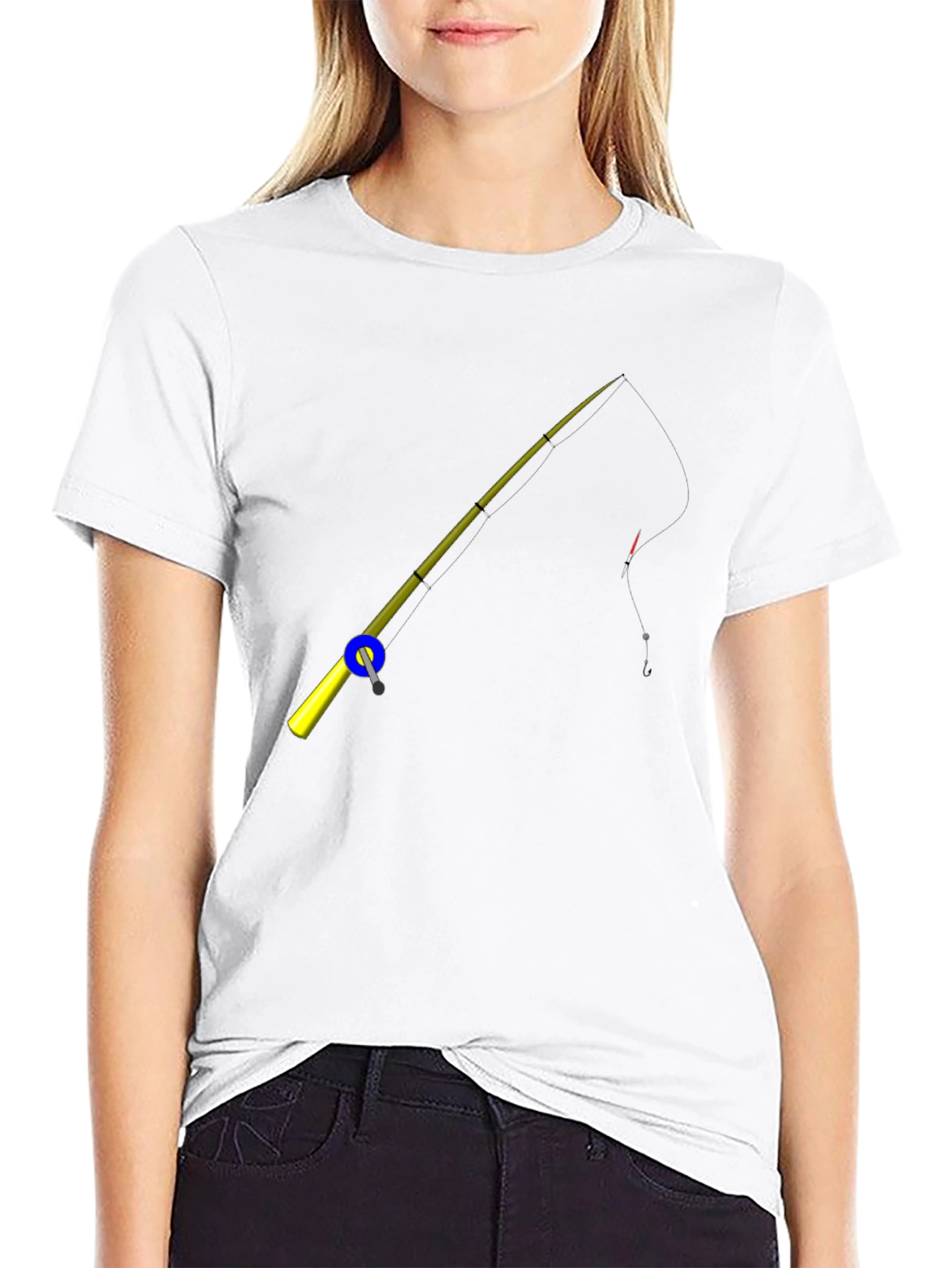 Black Fishing Rod Graphic Tee - Black Cotton T-Shirt view 9