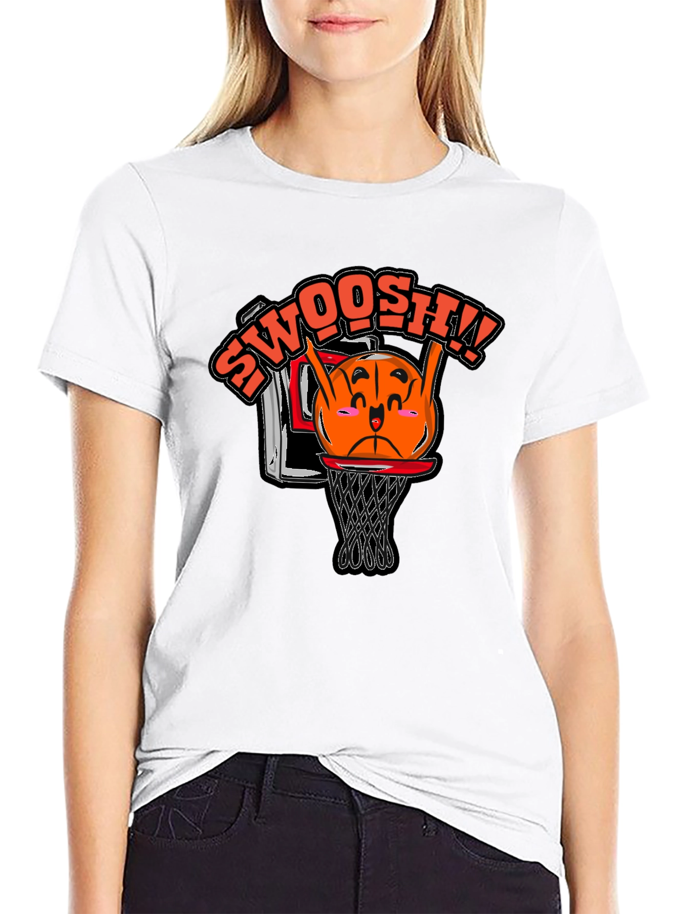 Black Funny Basketball Graphic Tee - Swoosh! view 9