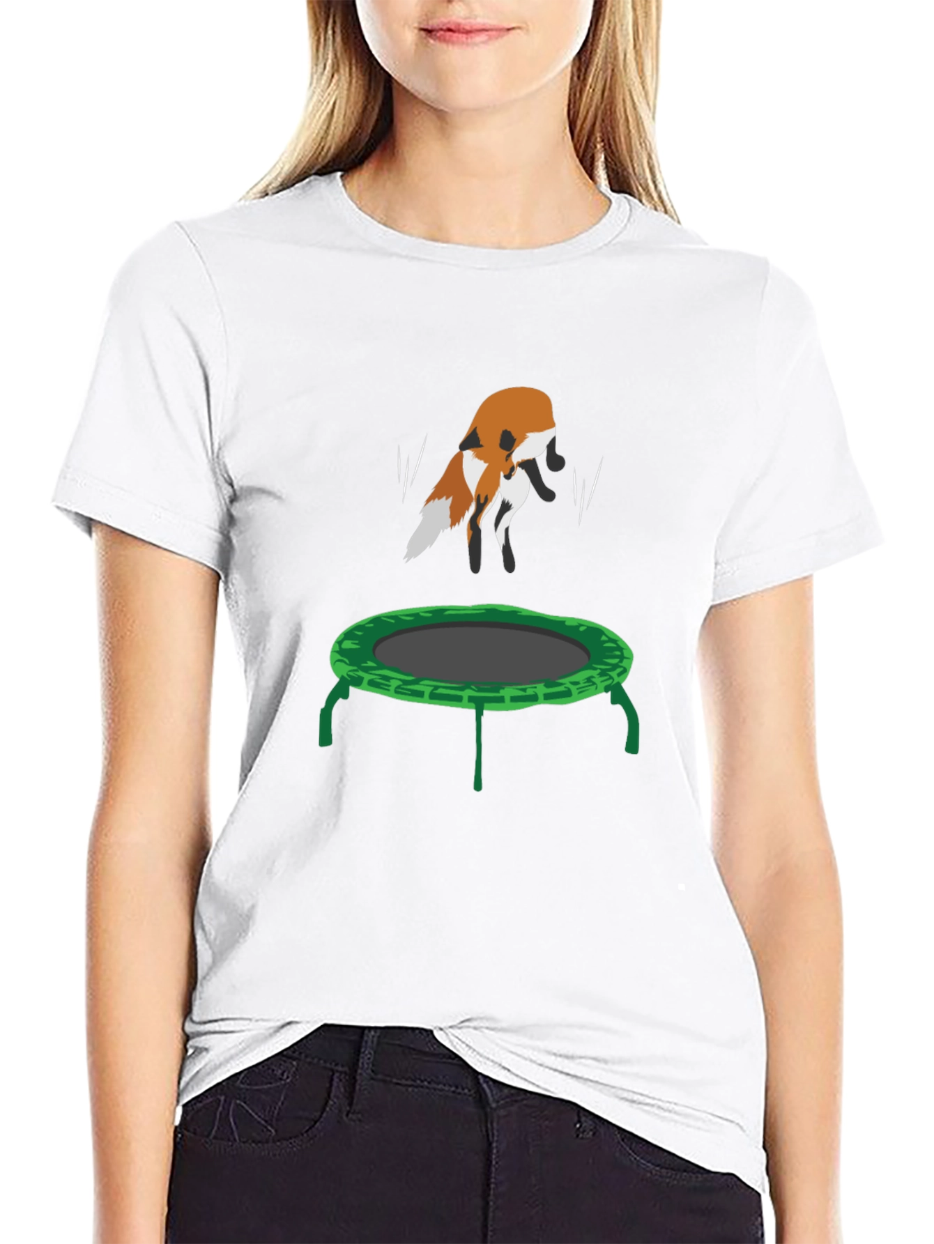 Black Fox Trampoline Graphic Tee - Fun Animal Design! view 9