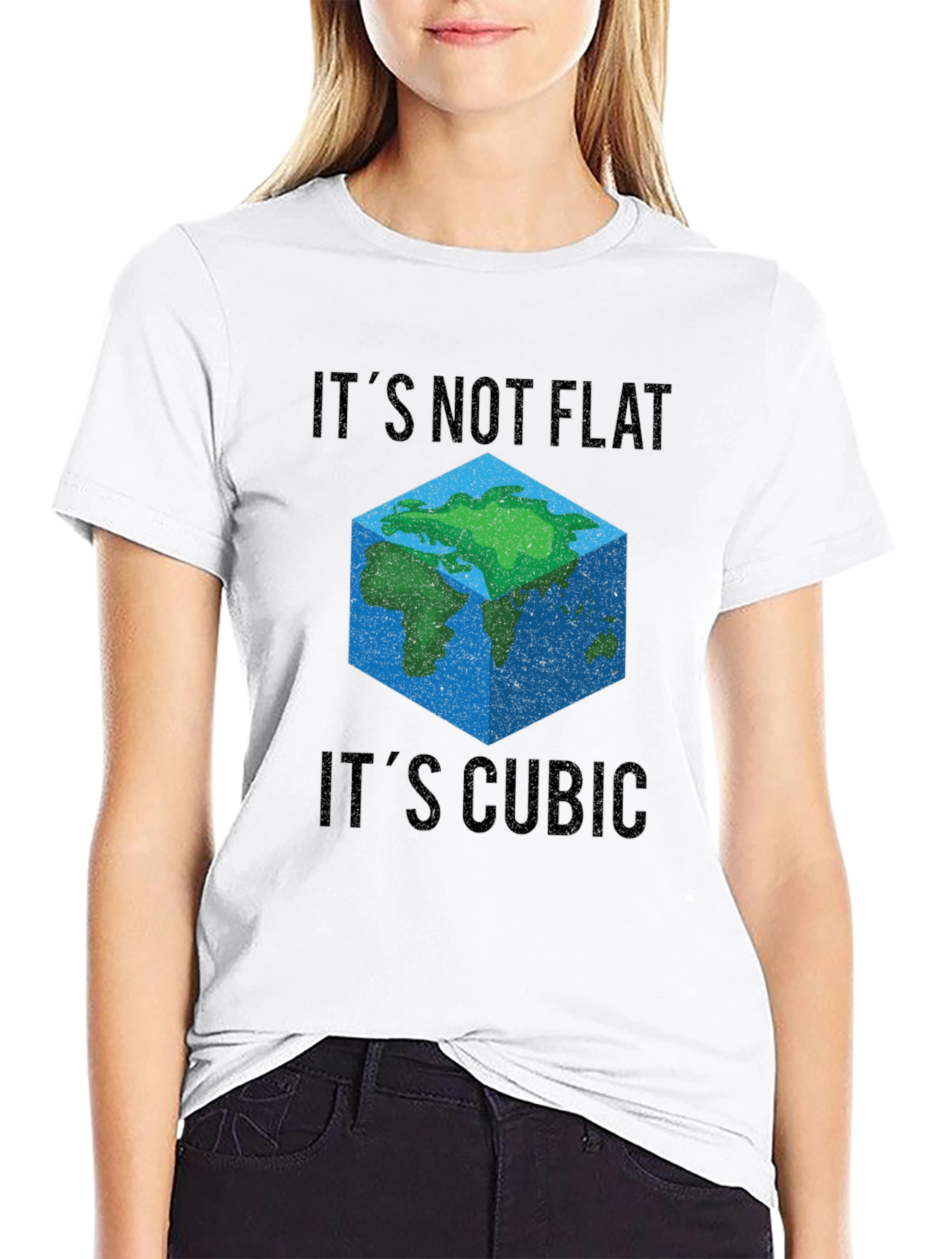 Black Cubic Earth T-Shirt - It's Not Flat! view 9