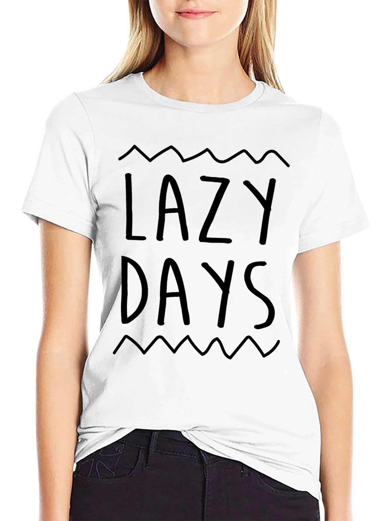Black Lazy Days Black Graphic Tee - Relaxed Comfort view 9