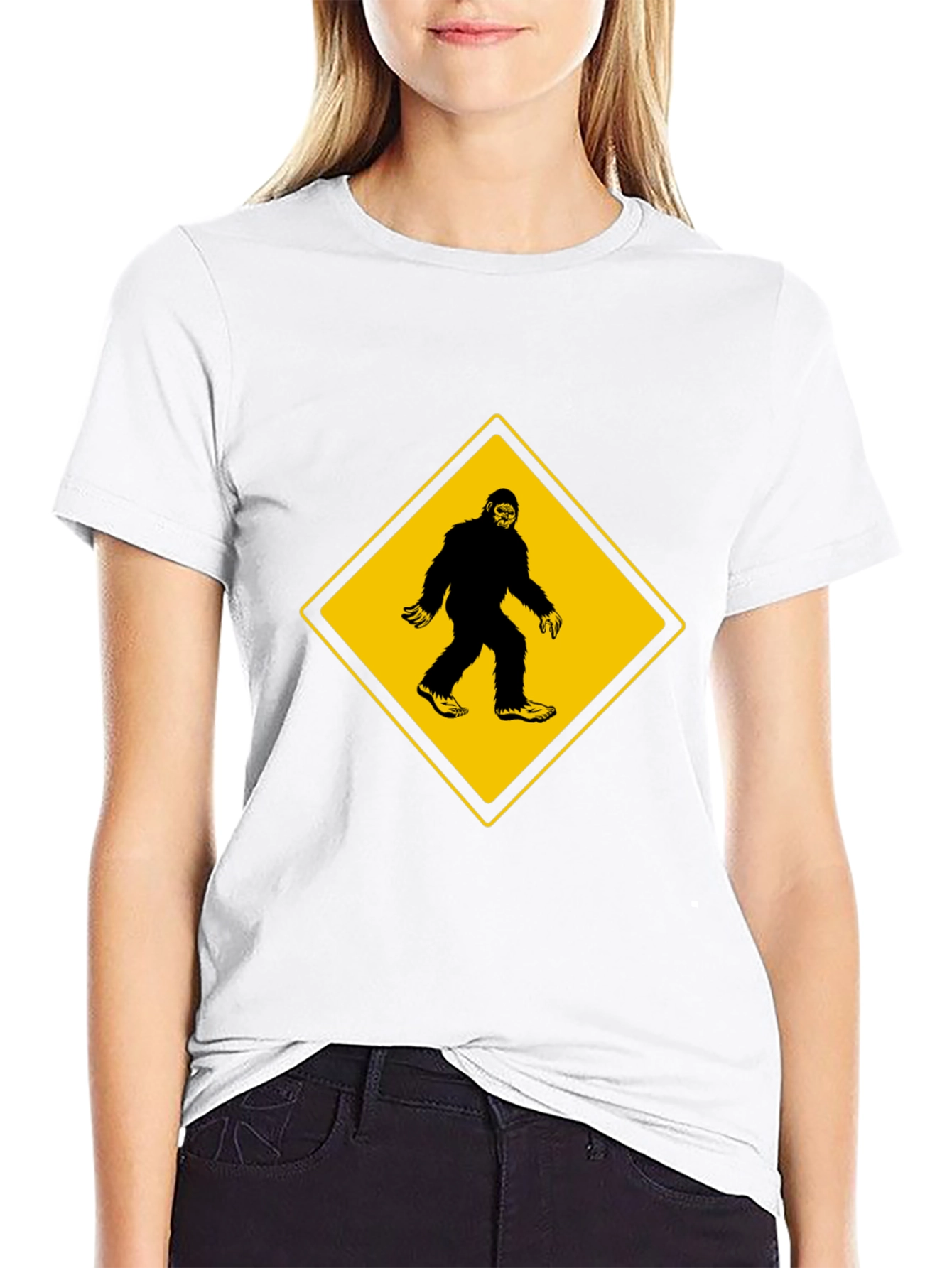 Black Bigfoot Crossing Men's Black T-Shirt view 9