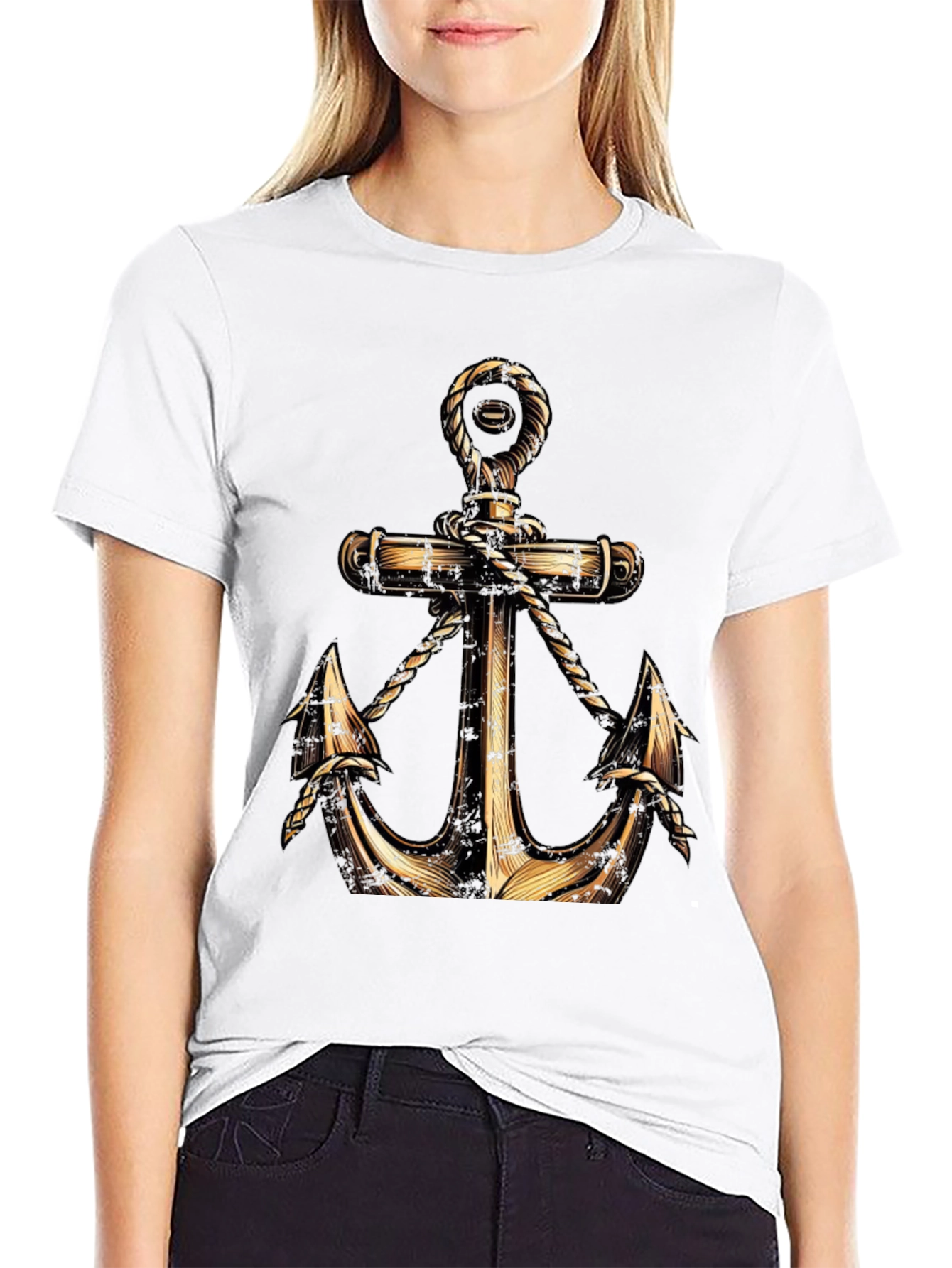 Black Anchor Graphic T-Shirt - Nautical Style view 9
