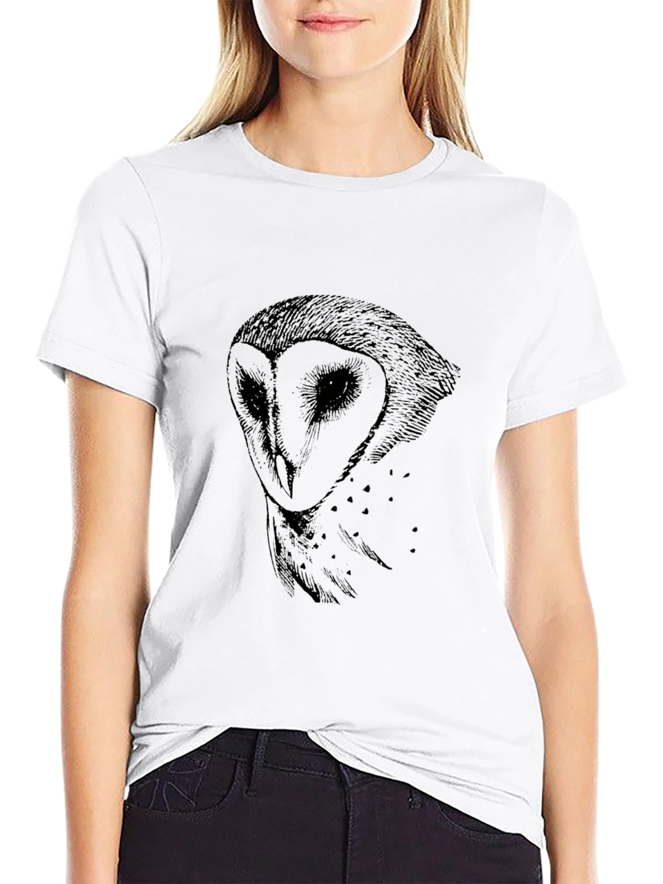 Black Men's Black Owl Graphic T-Shirt view 9